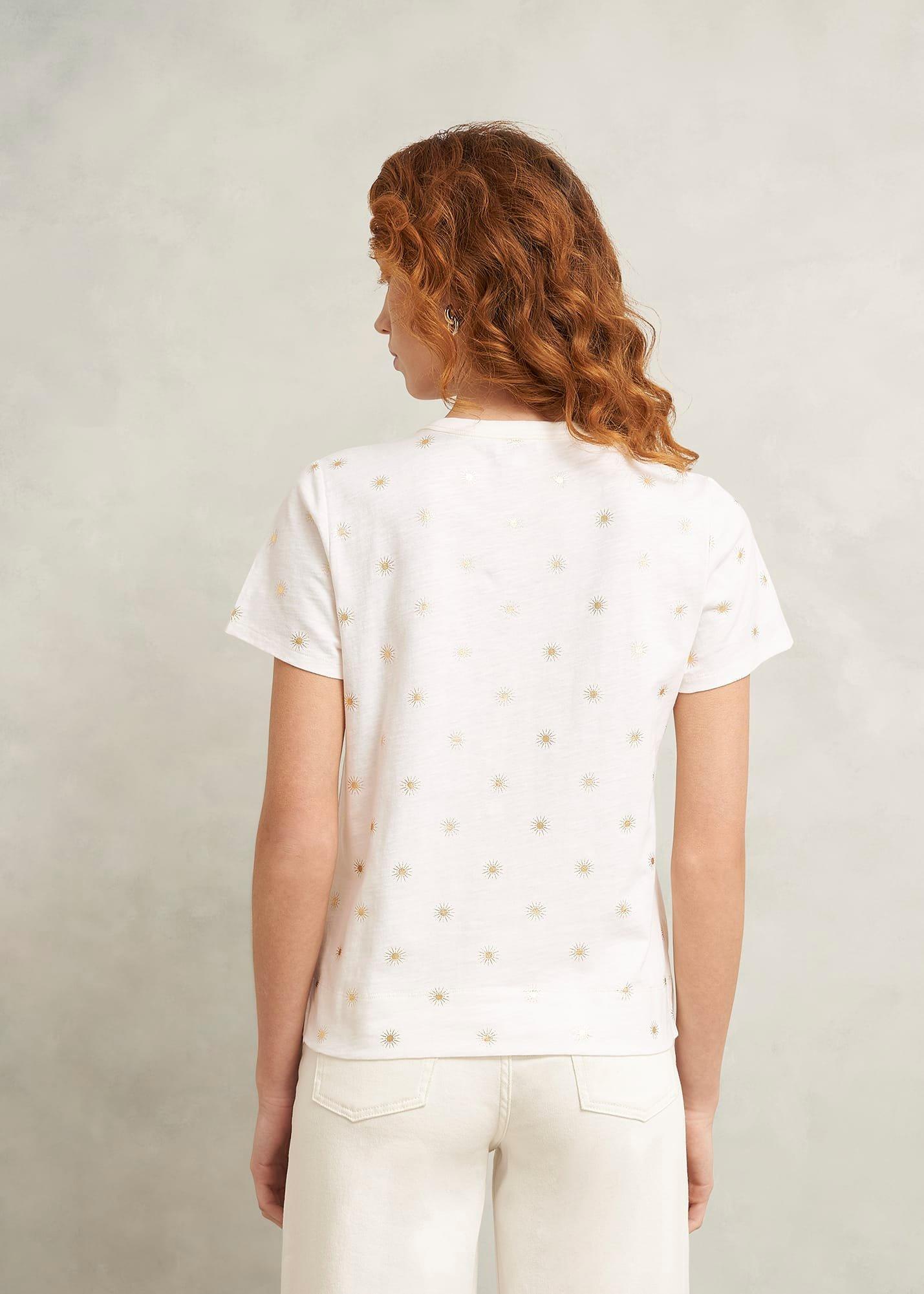 Adaline Cotton Printed T-Shirt, White Gold, hi-res
