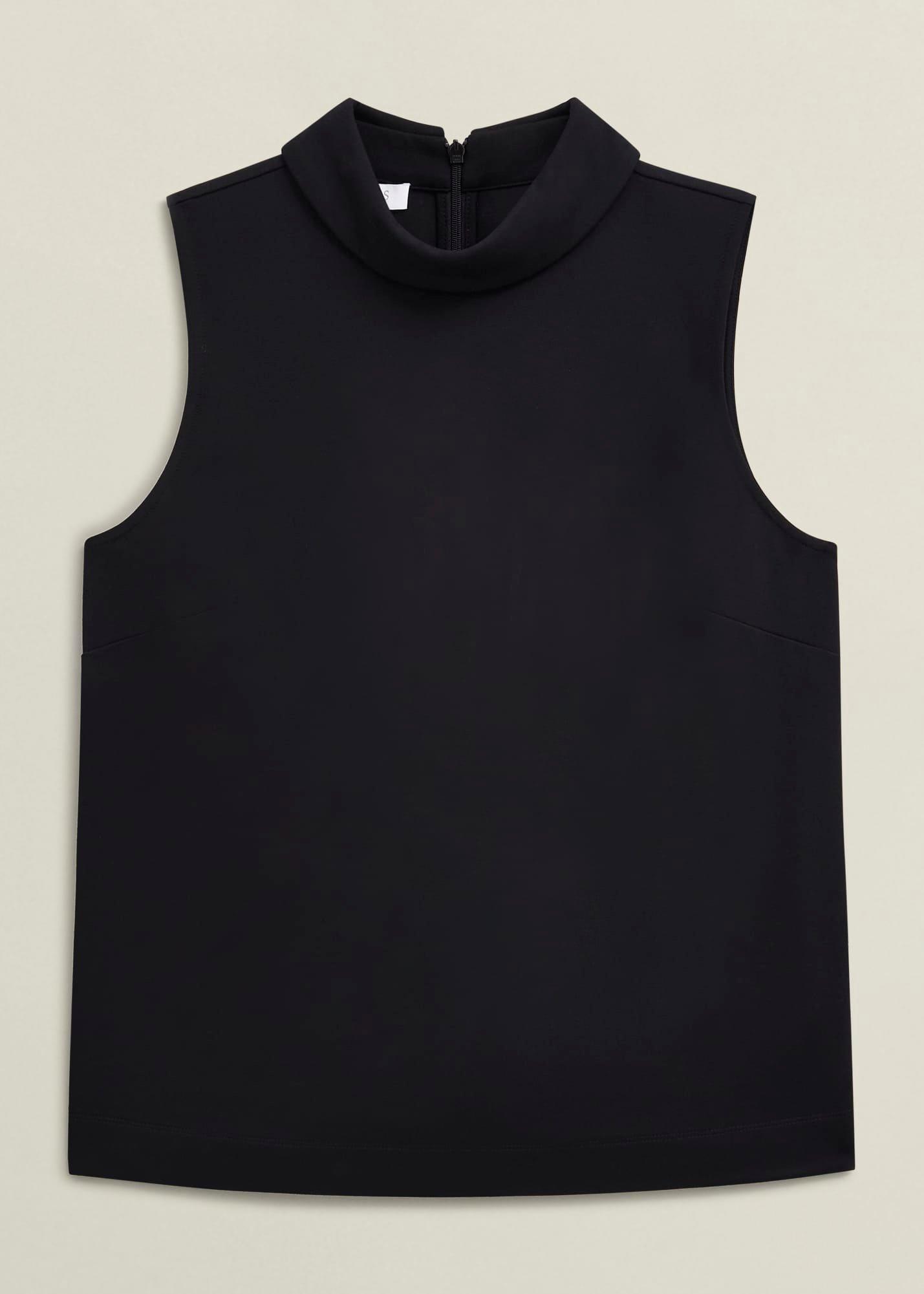 Black Clarice Roll Neck Sleeveless Top