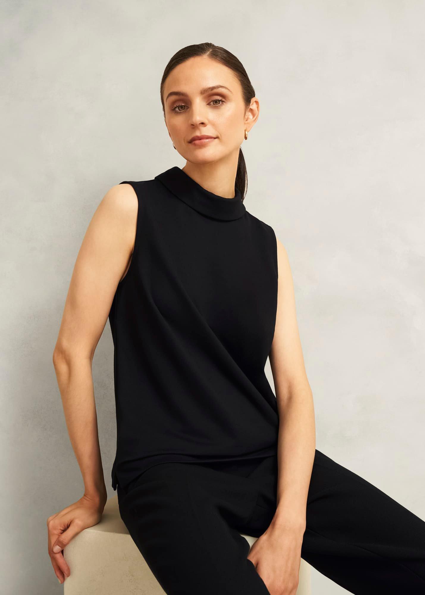 Black Clarice Roll Neck Sleeveless Top