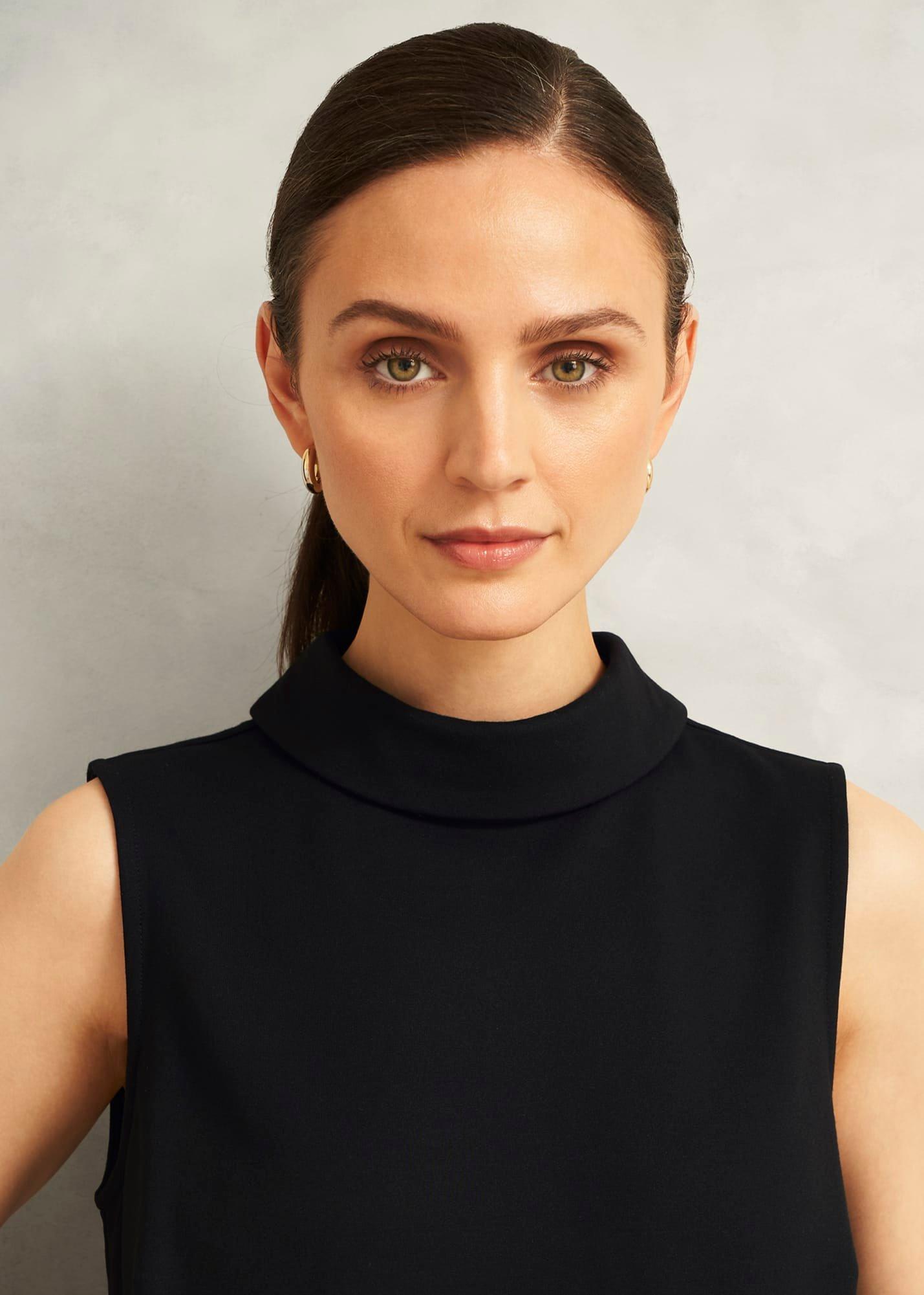 Black Clarice Roll Neck Sleeveless Top, Black, hi-res