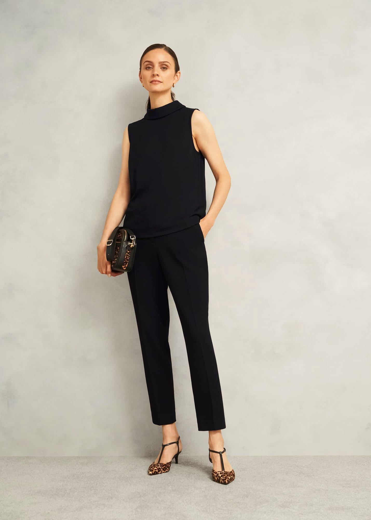 Black Clarice Roll Neck Sleeveless Top, Black, hi-res