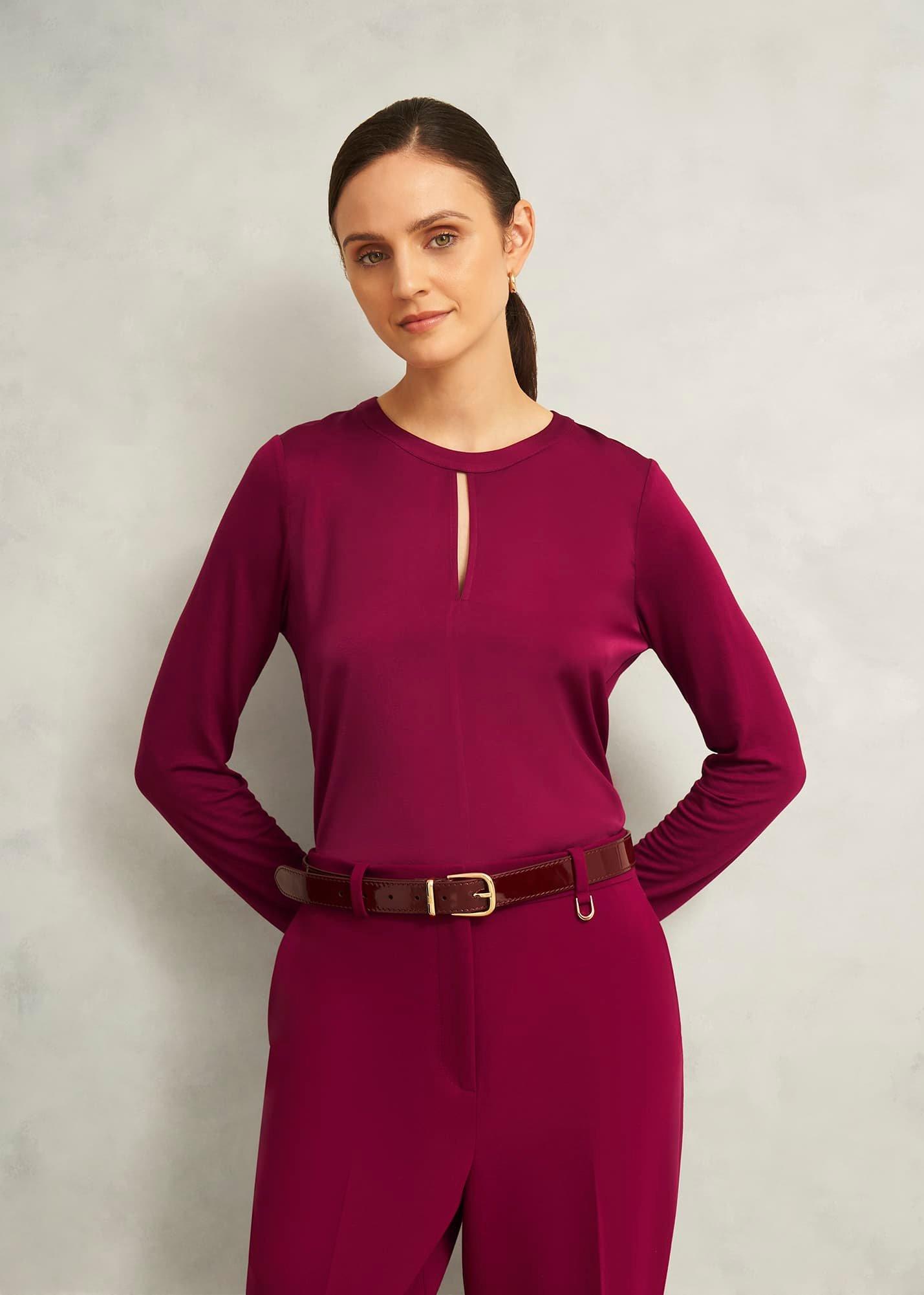 Burgundy Savannah Key Hole Long Sleeve Top