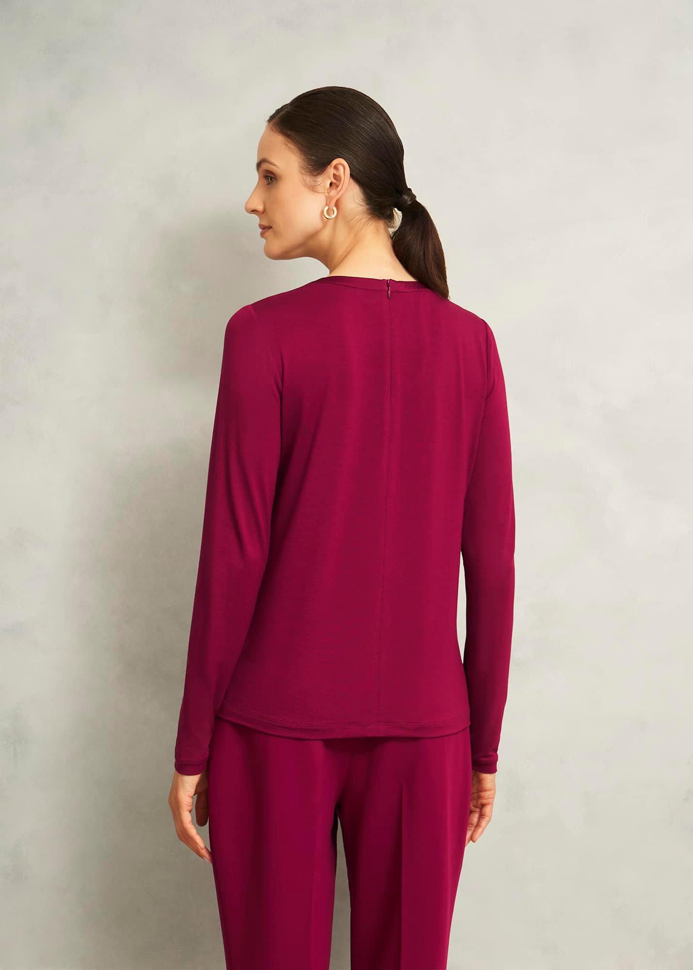 Burgundy Savannah Key Hole Long Sleeve Top, Beryl Red, hi-res