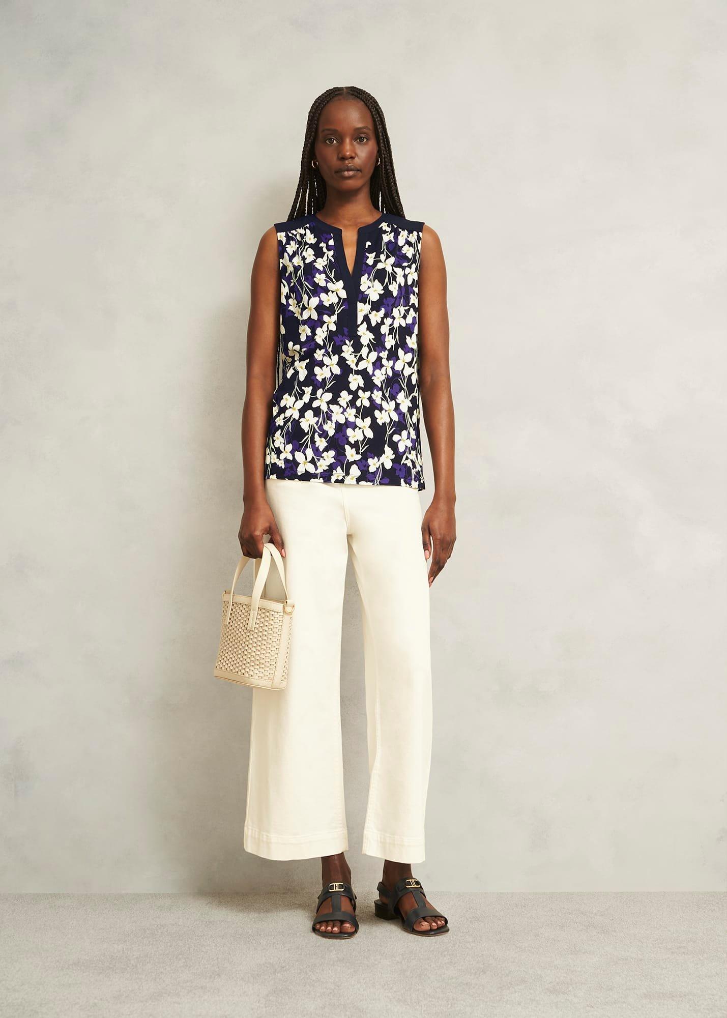 Nadine Printed Top, Navy Ivory, hi-res