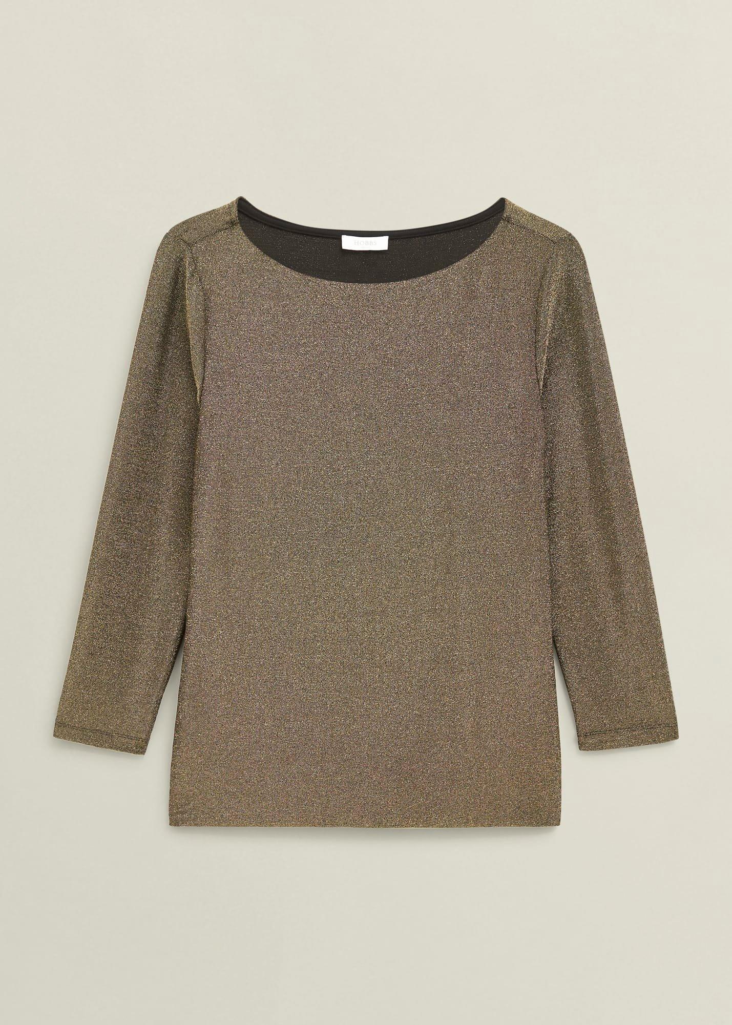 Metallic Sonya Gathered Neck Top