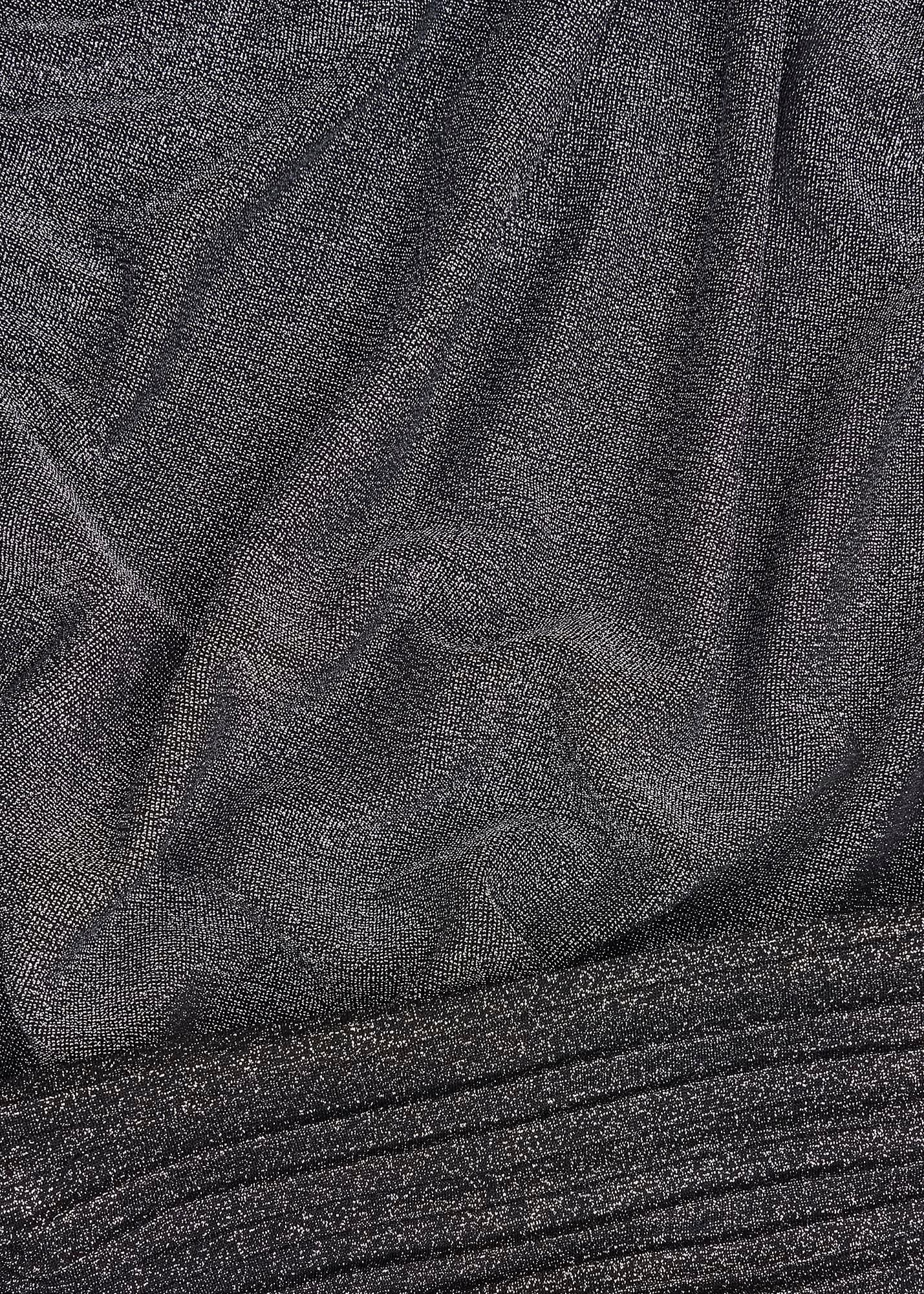 Silver Metallic Ashley Pleat Sleeve Twist Neck Top, Silver, hi-res