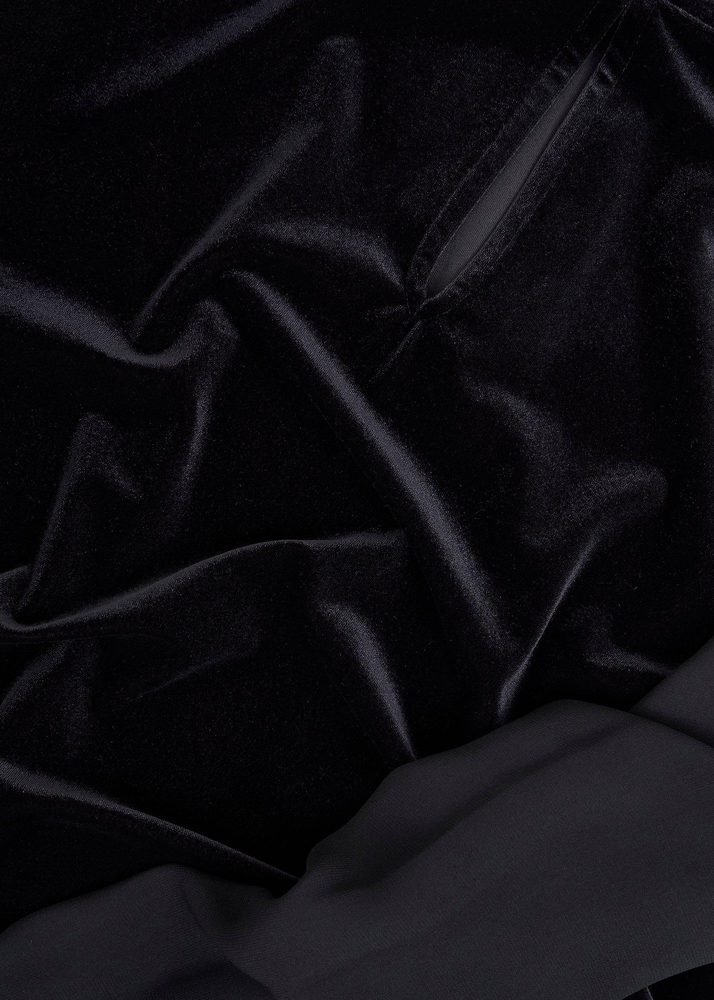 Lorelai Velvet High Neck Sheer Sleeve Top, Black, hi-res