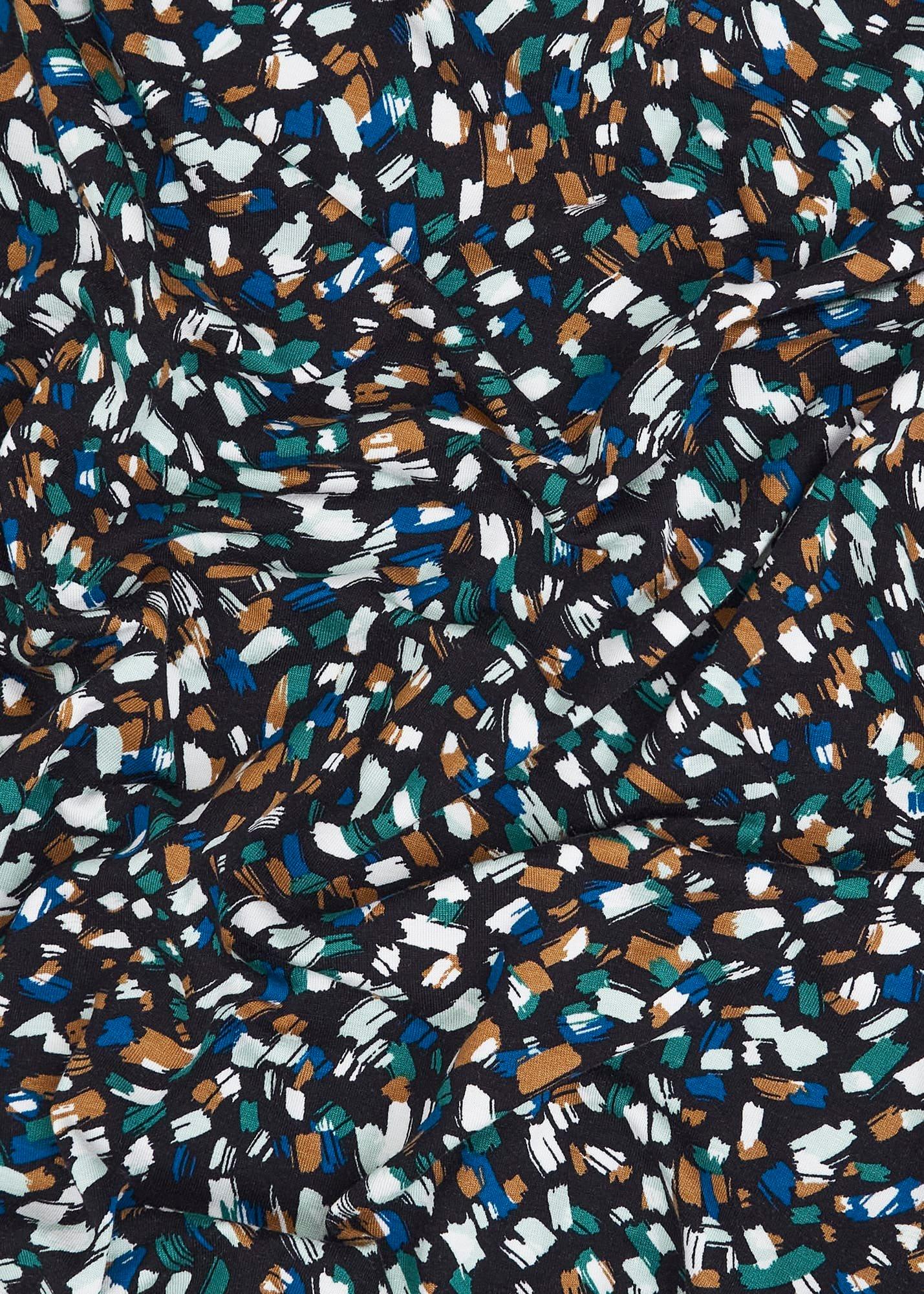 Navy Margot Printed Button Key Hole 3/4 Sleeve Top, Blue Multi, hi-res