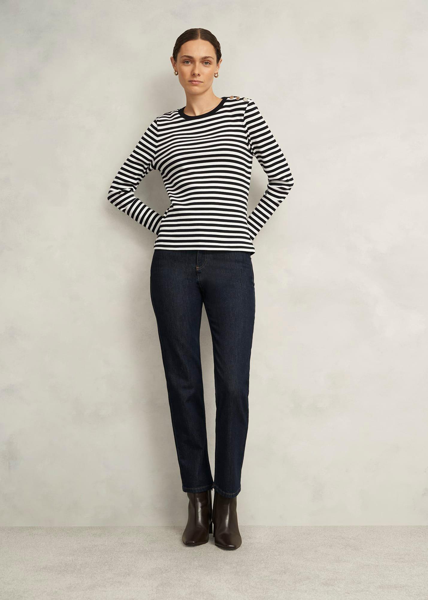 Tamsin Striped Top, Navy Ivory, hi-res