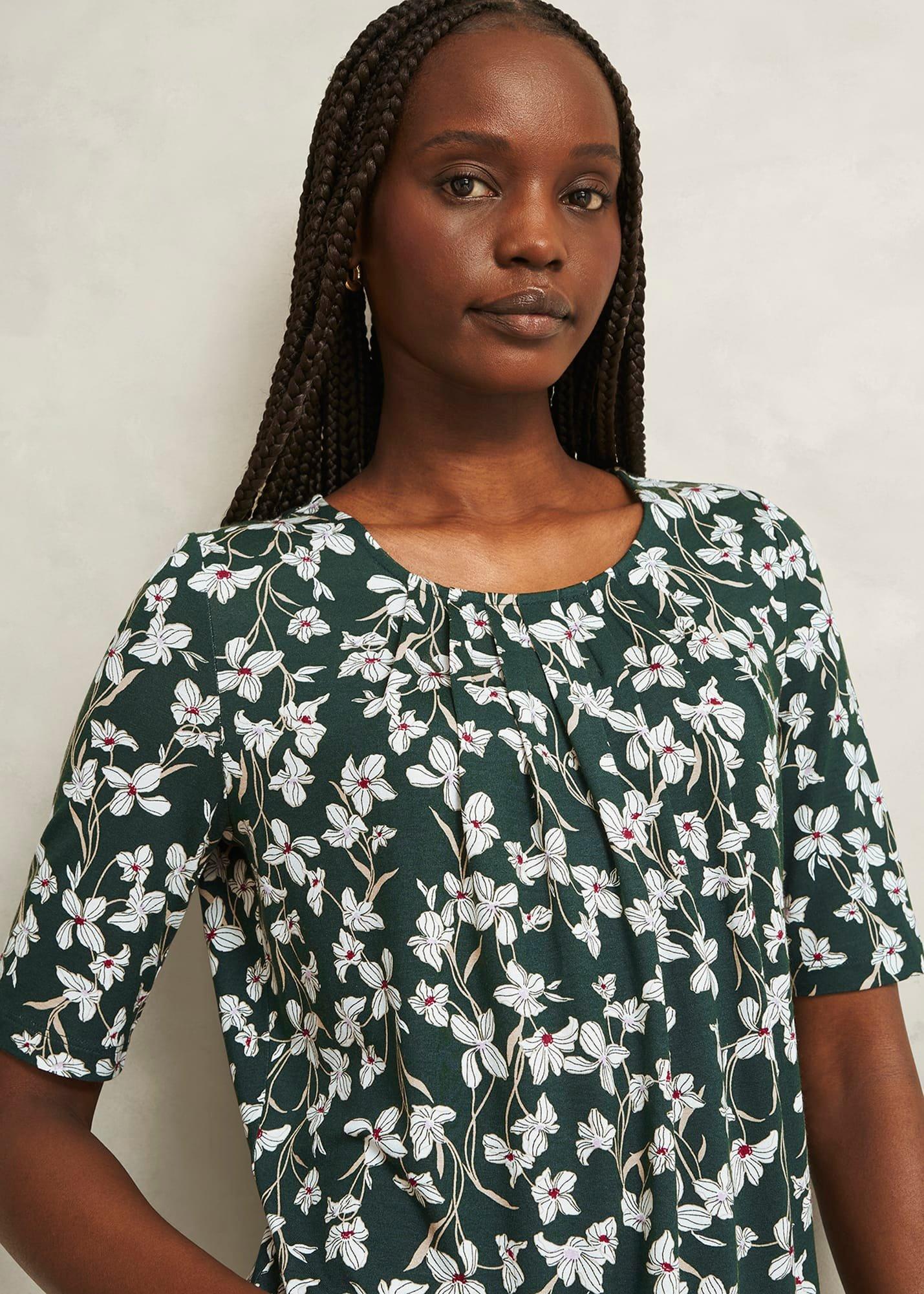 Jacqueline Print Top, Green Ivory, hi-res