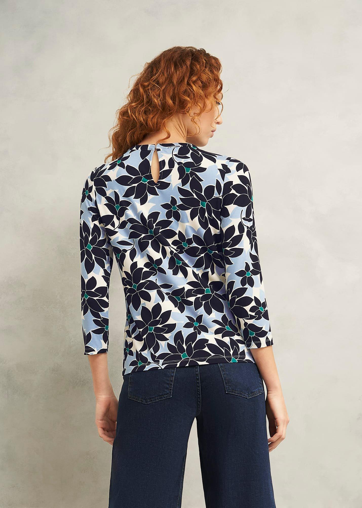 Julia Printed Top, Blue Multi, hi-res