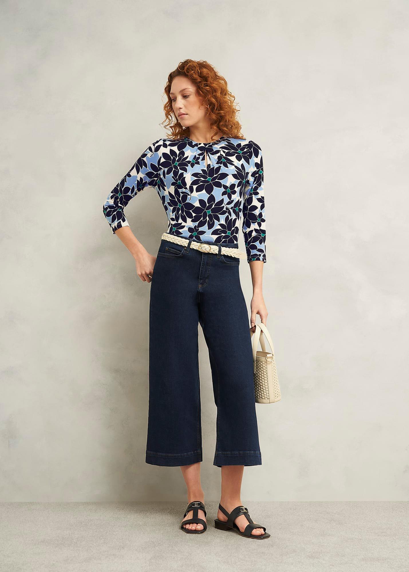 Julia Printed Top, Blue Multi, hi-res