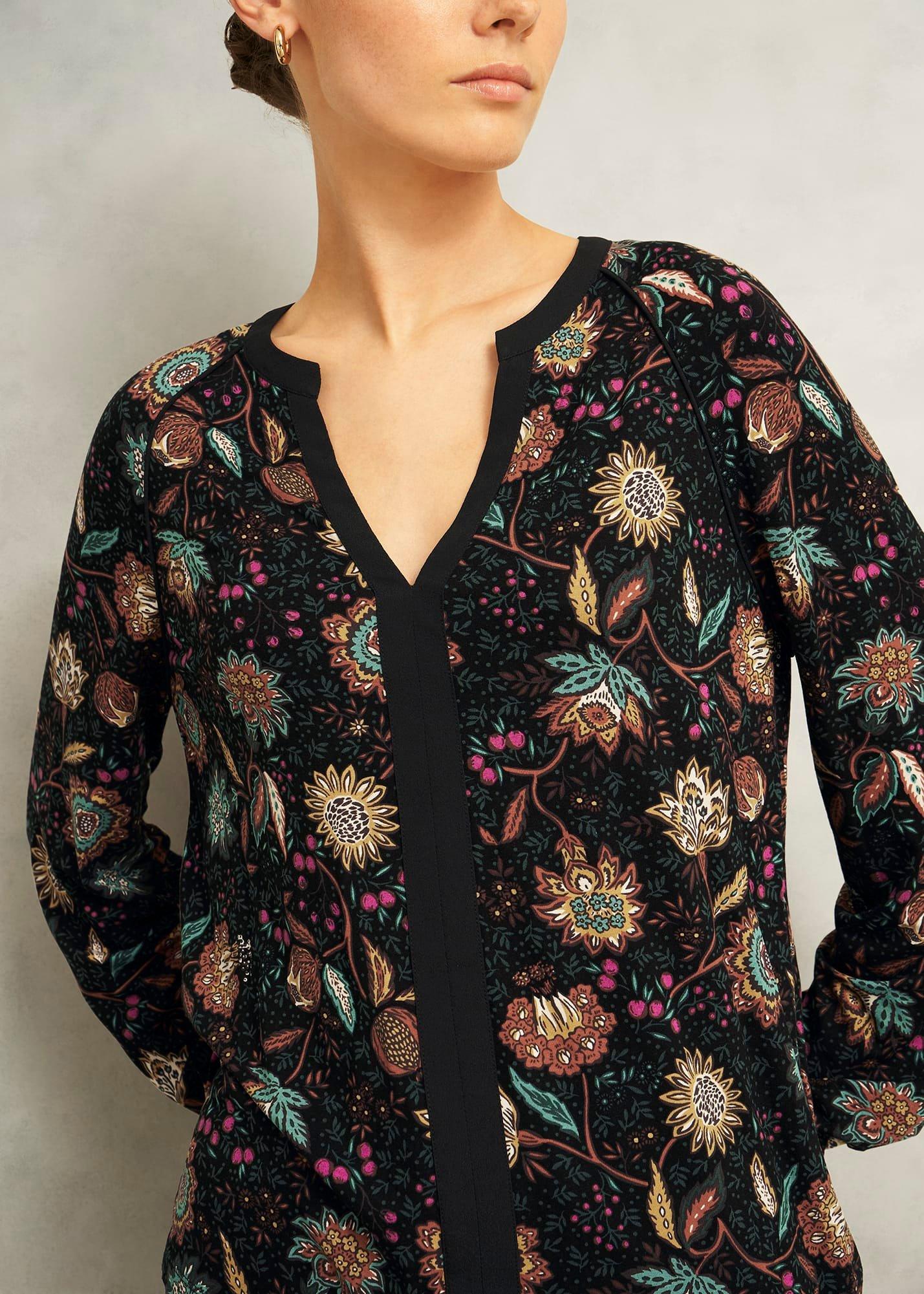 Zelia Printed Top, Black Multi, hi-res