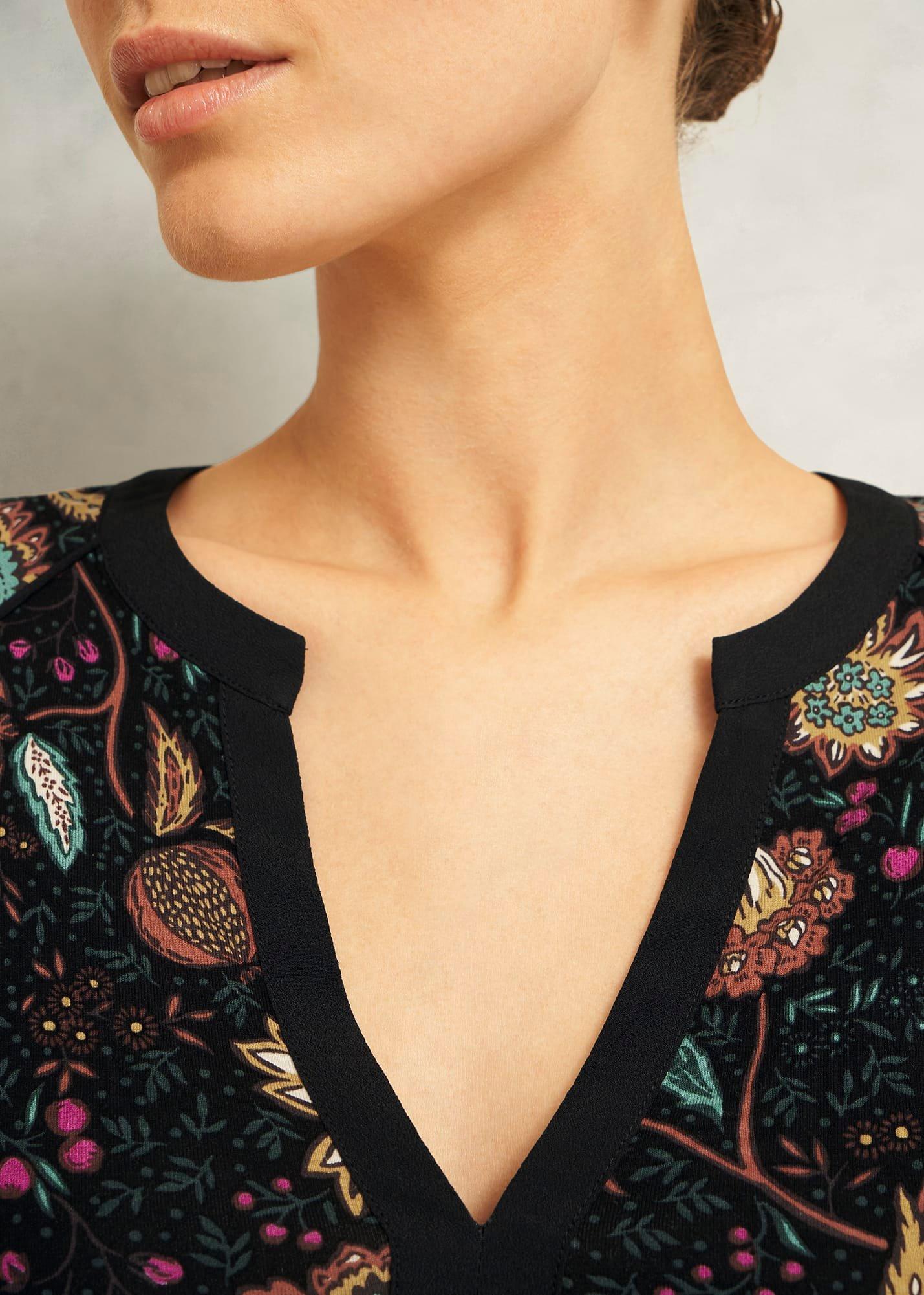 Zelia Printed Top, Black Multi, hi-res