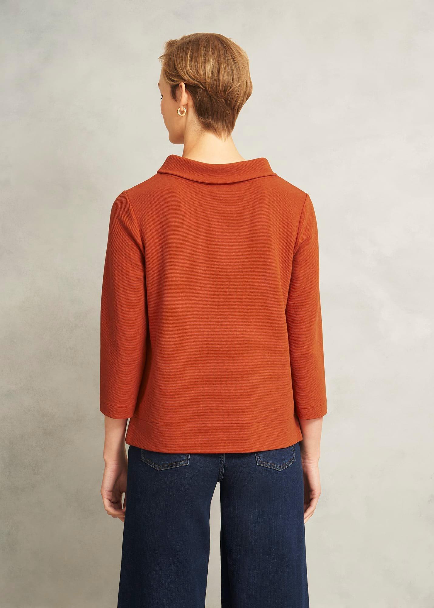 Orange Betsy Textured 3/4 Sleeve Roll Neck Top, Sienna Orange, hi-res