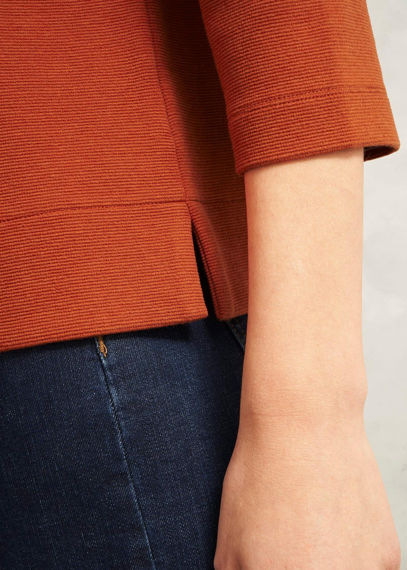 Orange Betsy Textured 3/4 Sleeve Roll Neck Top, Sienna Orange, hi-res