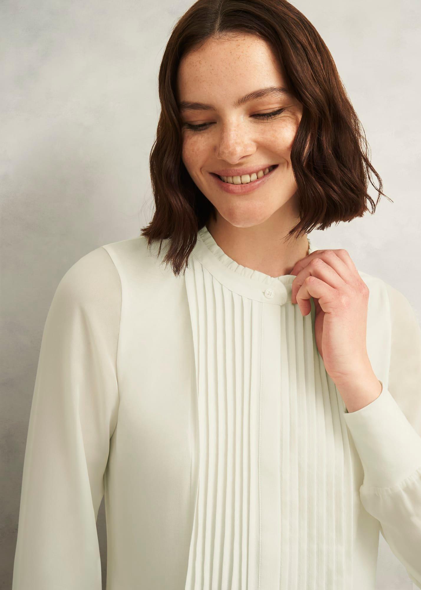 Carina Pleated Top, Ivory, hi-res