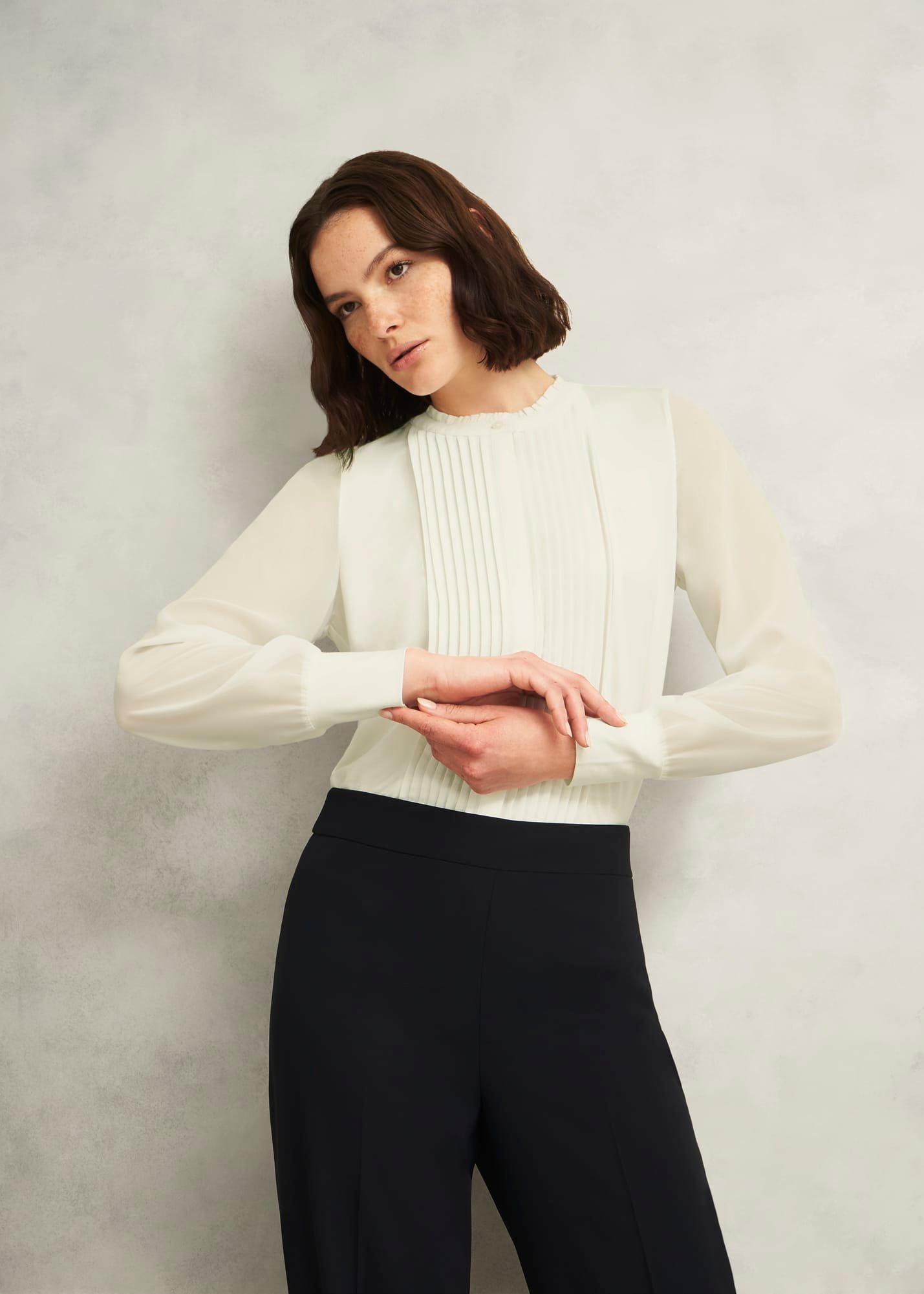 Carina Pleated Top, Ivory, hi-res