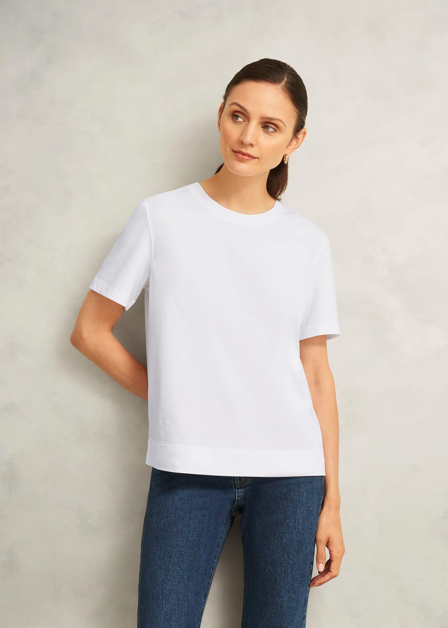 White Lori Cotton Crew Neck Short Sleeve T Shirt