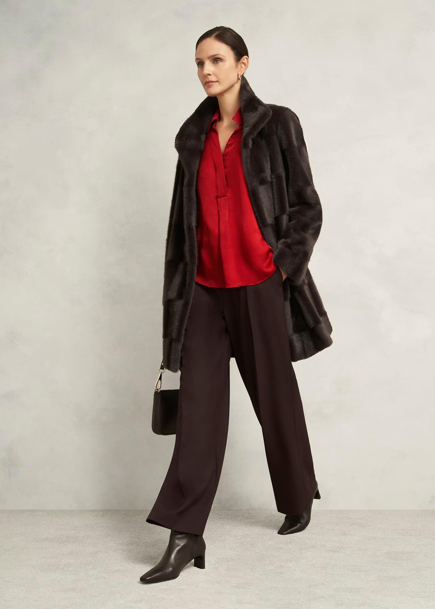 Rosanne Faux Fur Coat, Alder Brown, hi-res