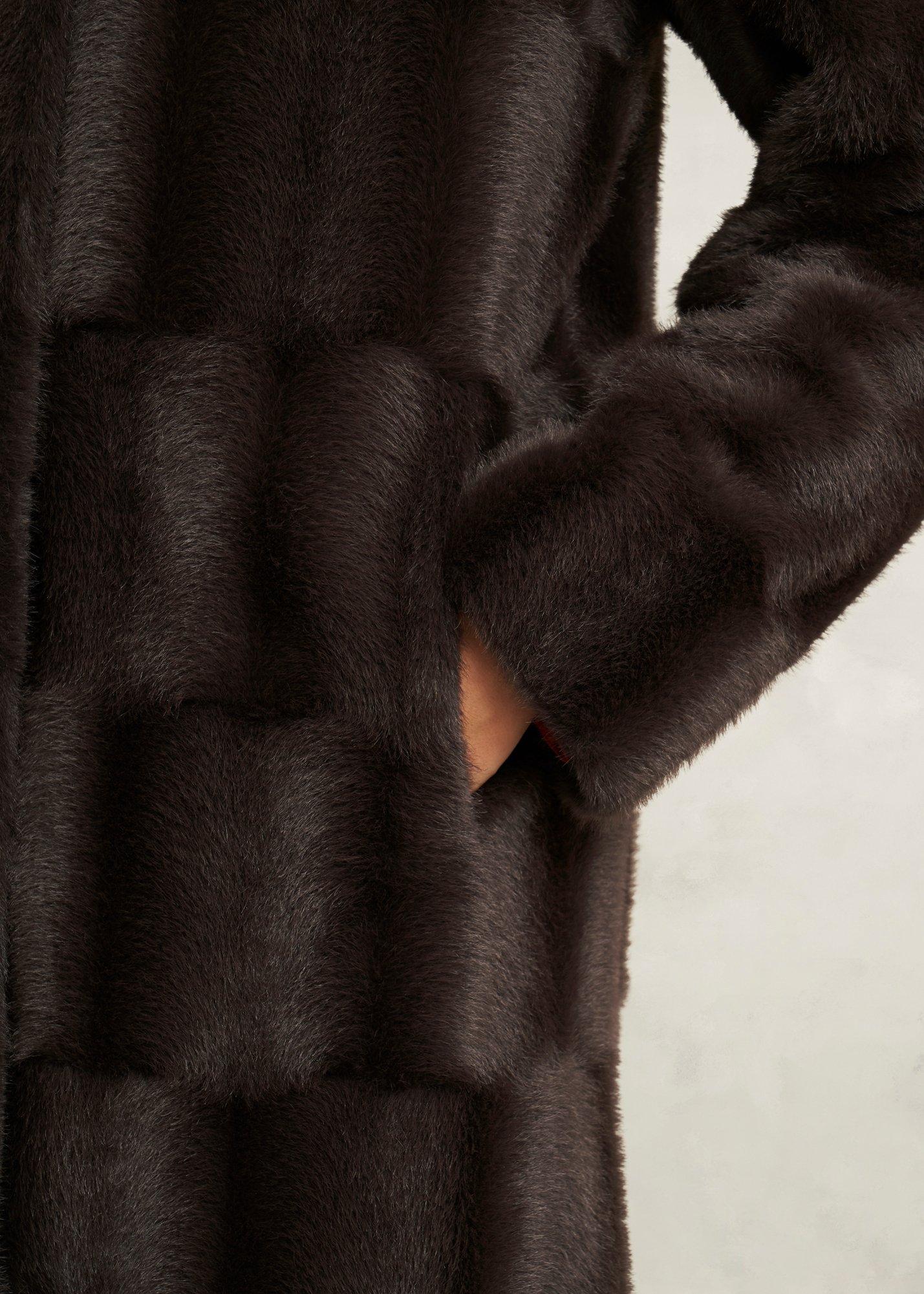 Petite Rosanne Faux Fur Coat, Alder Brown, hi-res