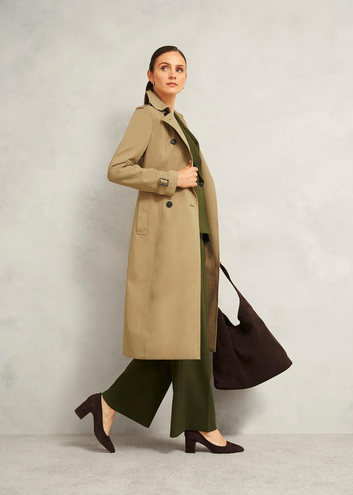 Aria Shower Resistant Trench Coat, Fawn Beige, hi-res
