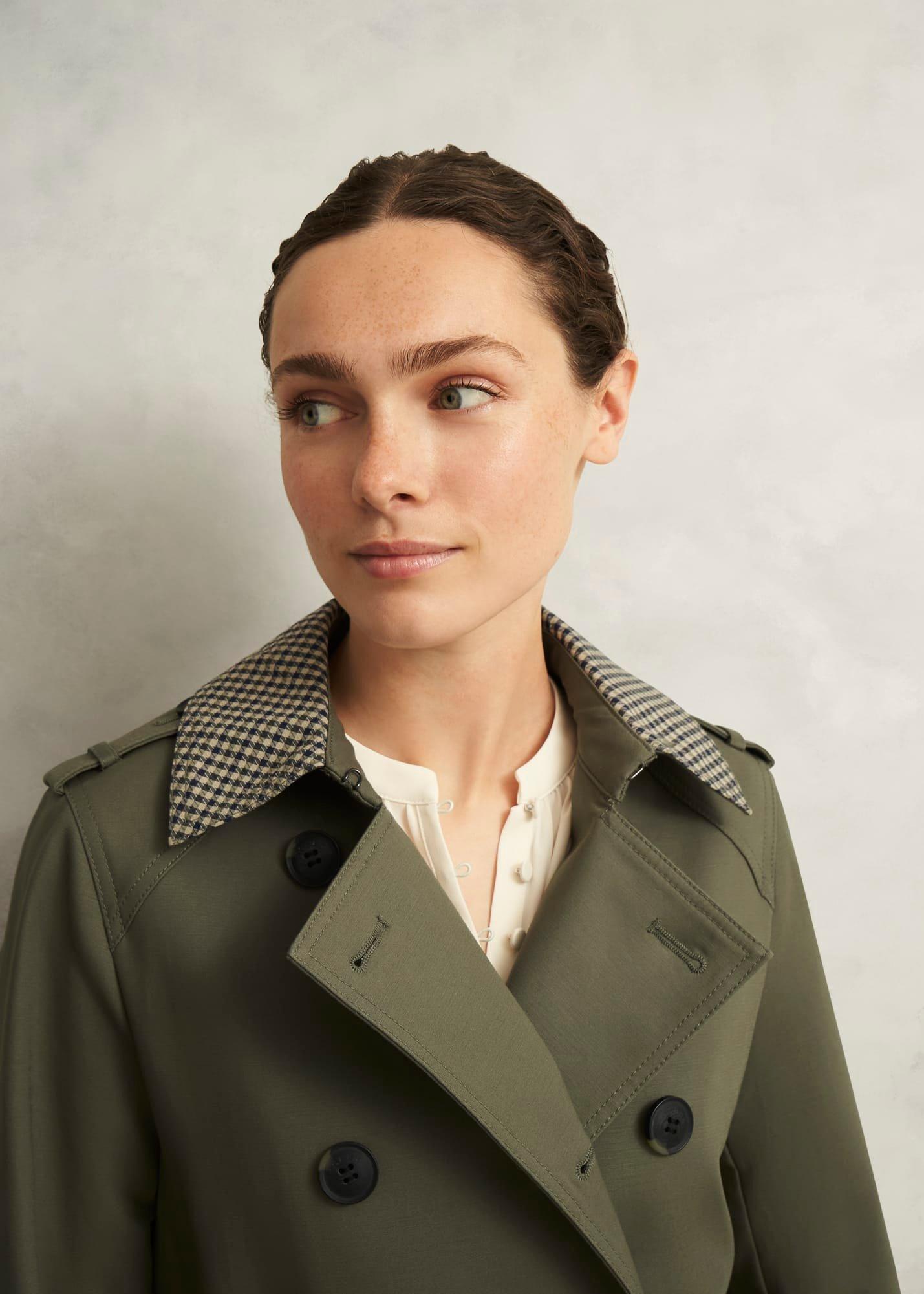Etty Shower Resistant Trench Coat, Olive Green, hi-res