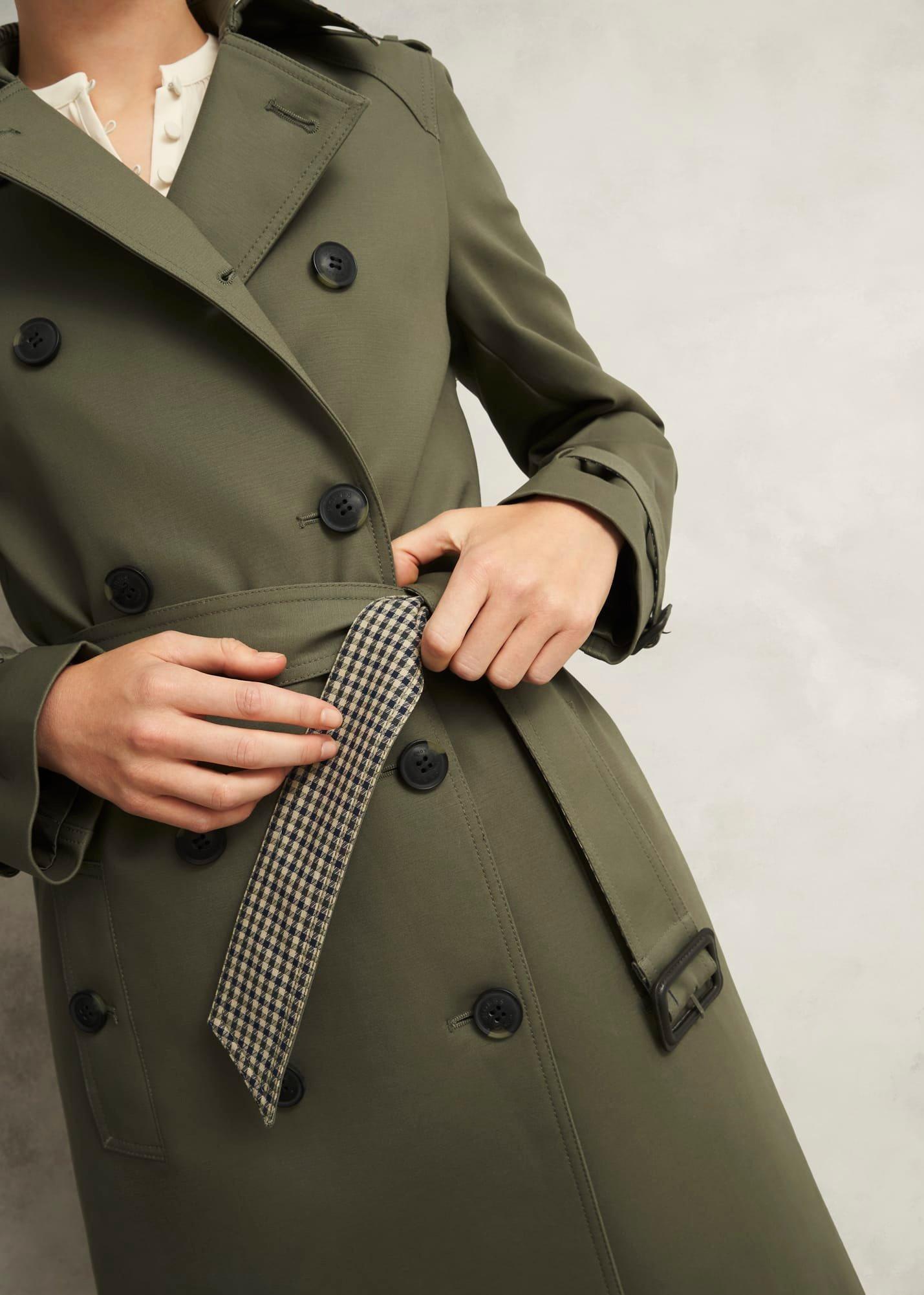 Etty Shower Resistant Trench Coat, Olive Green, hi-res