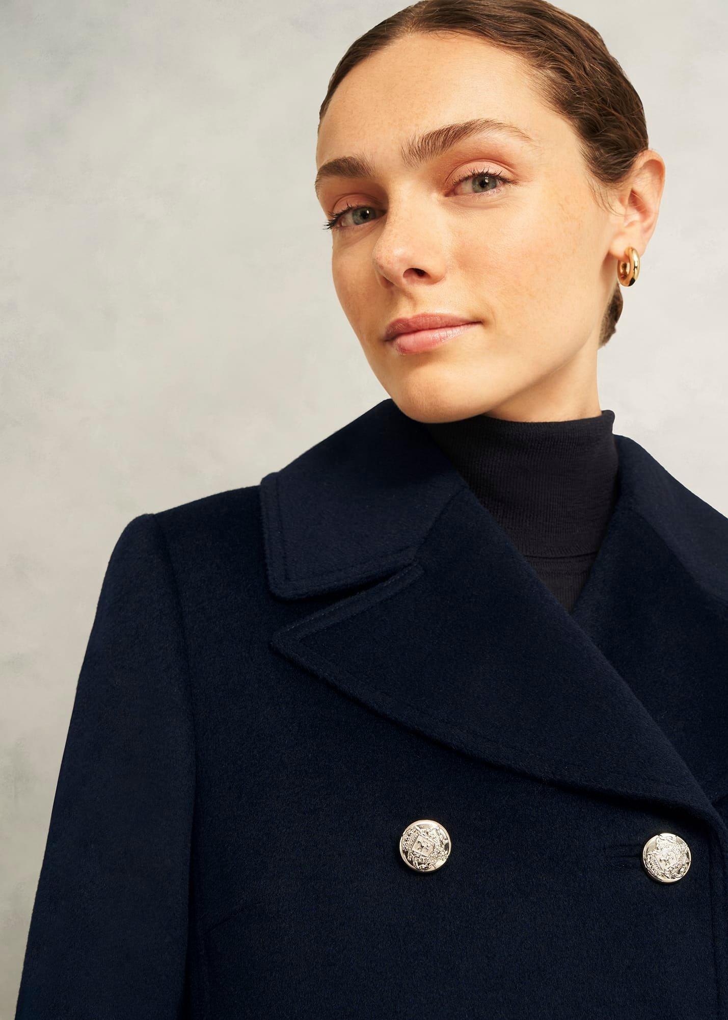Larna Wool Coat, Navy, hi-res
