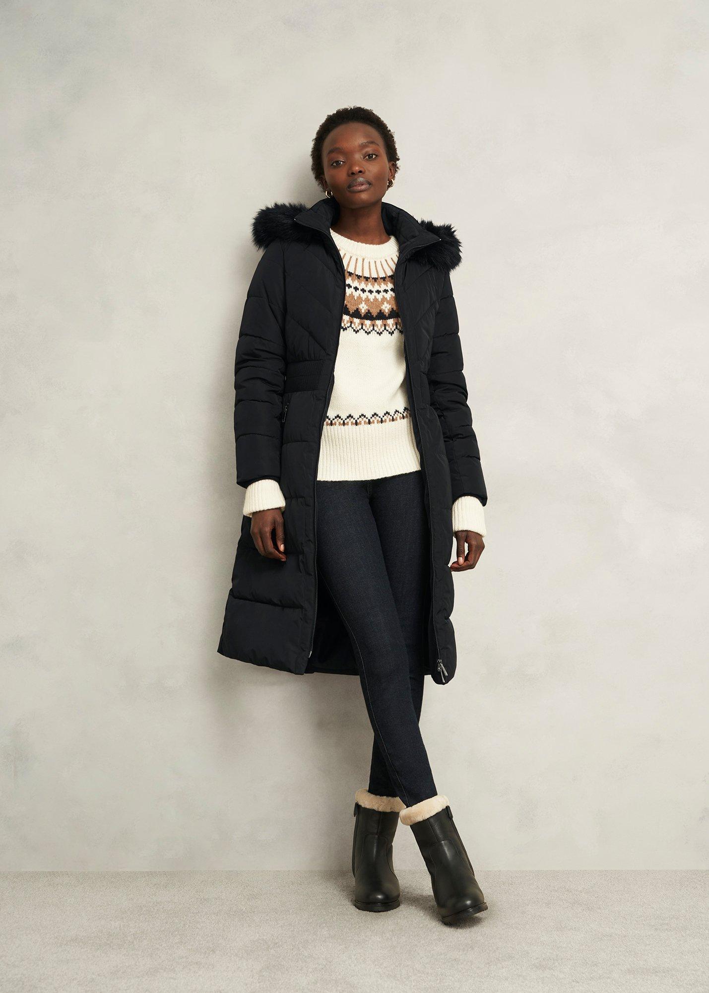 Petite Amalie Puffer Coat, Black, hi-res