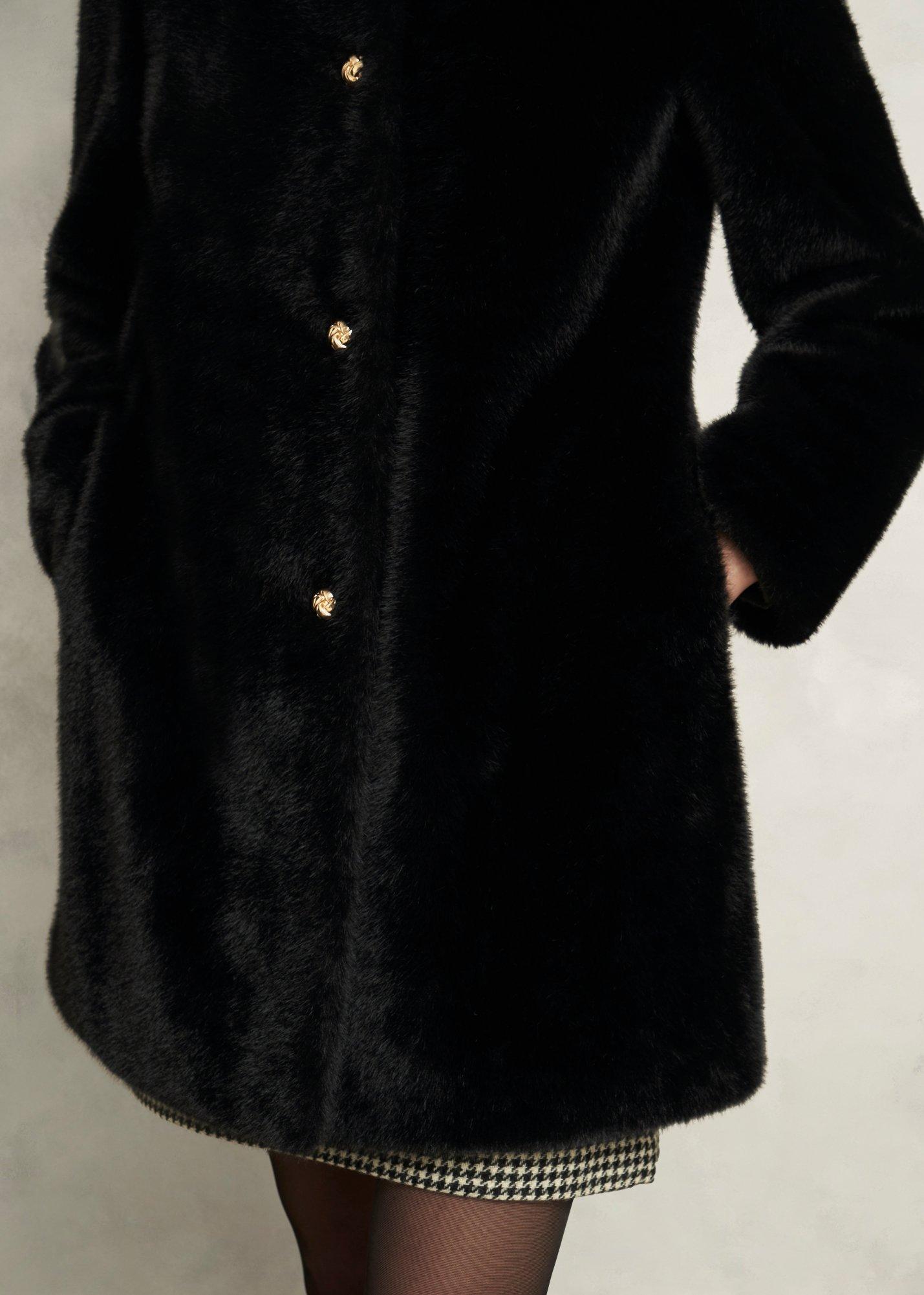 Rue Faux Fur Coat, Black, hi-res