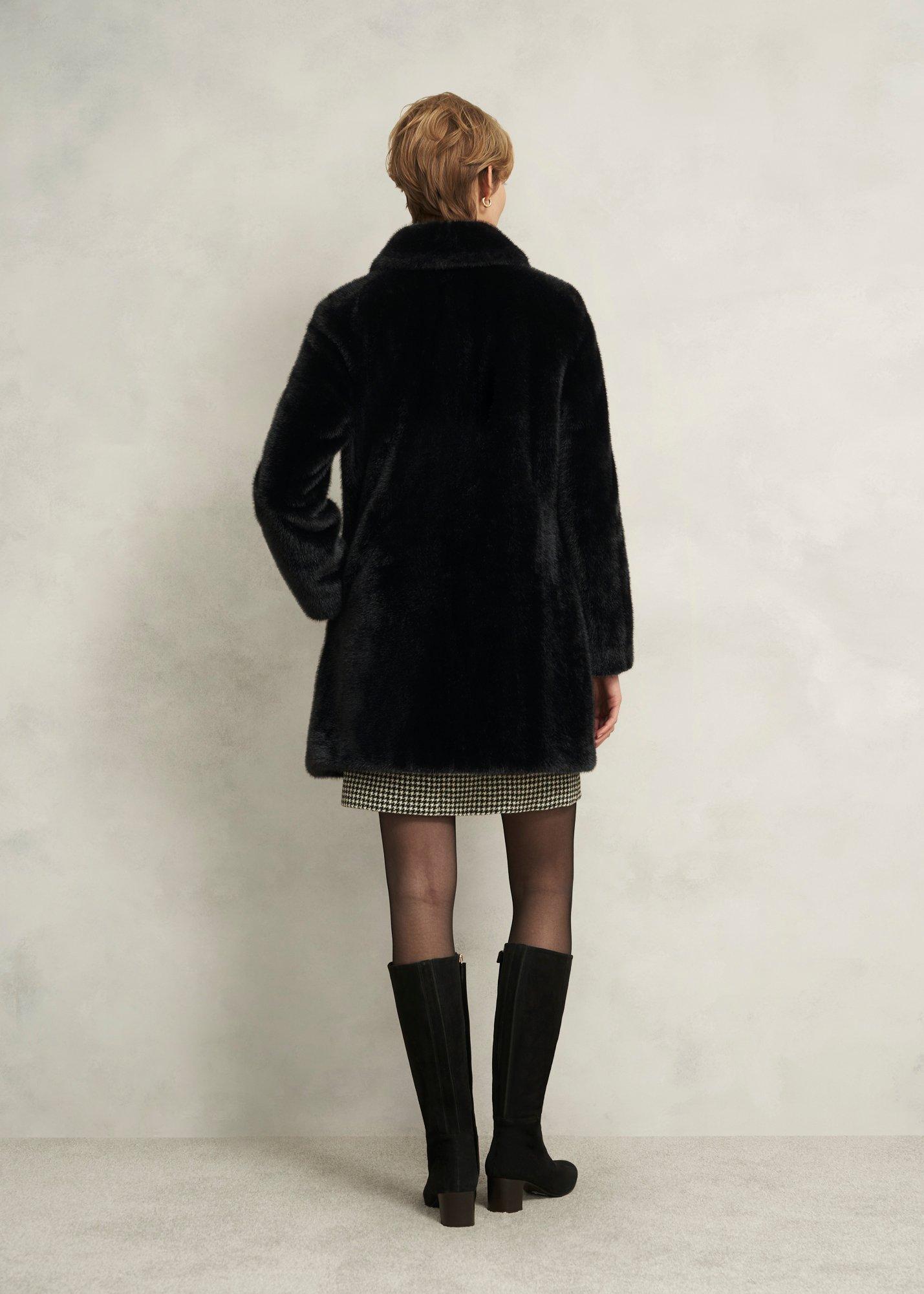 Rue Faux Fur Coat, Black, hi-res
