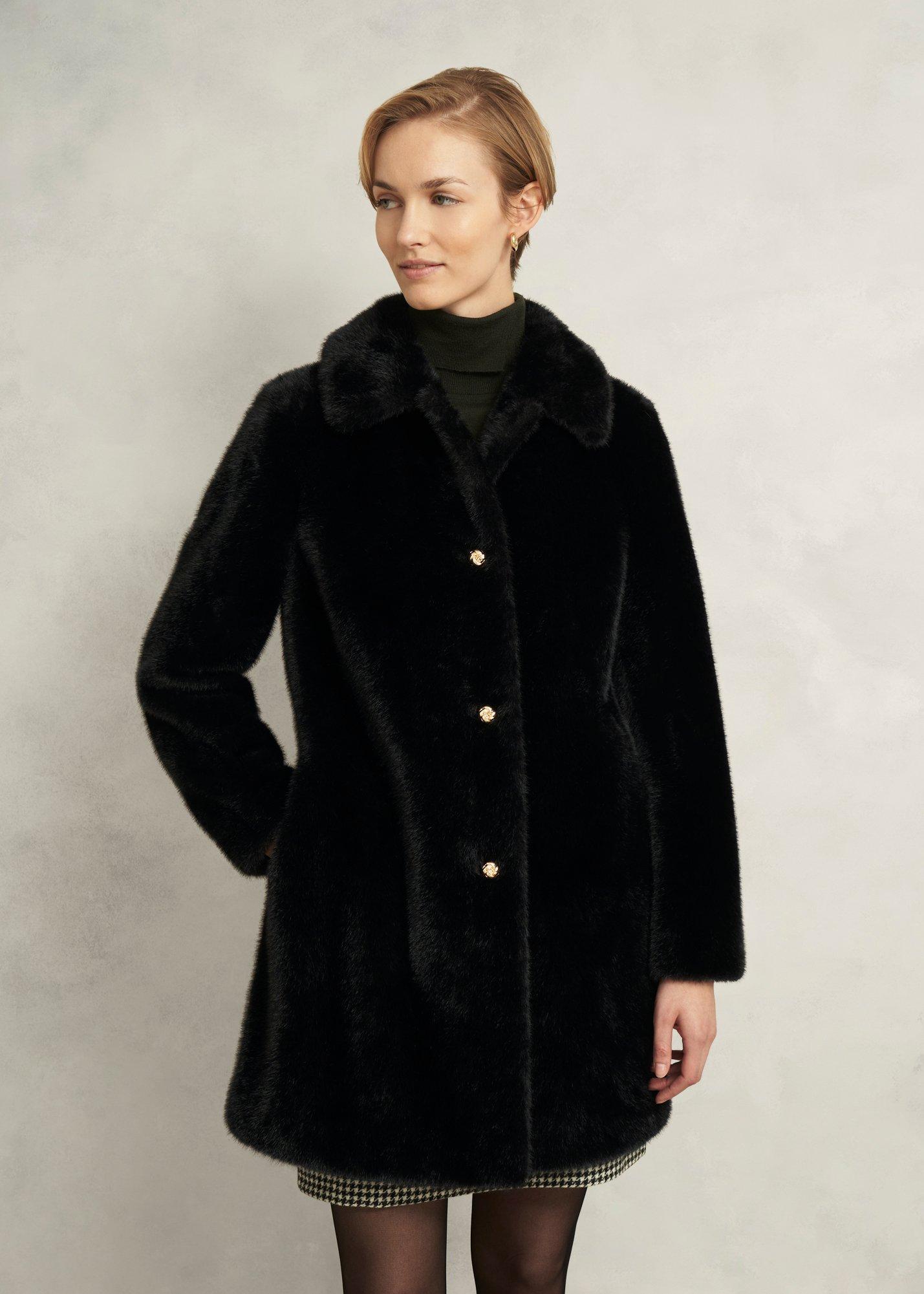 Rue Faux Fur Coat, Black, hi-res