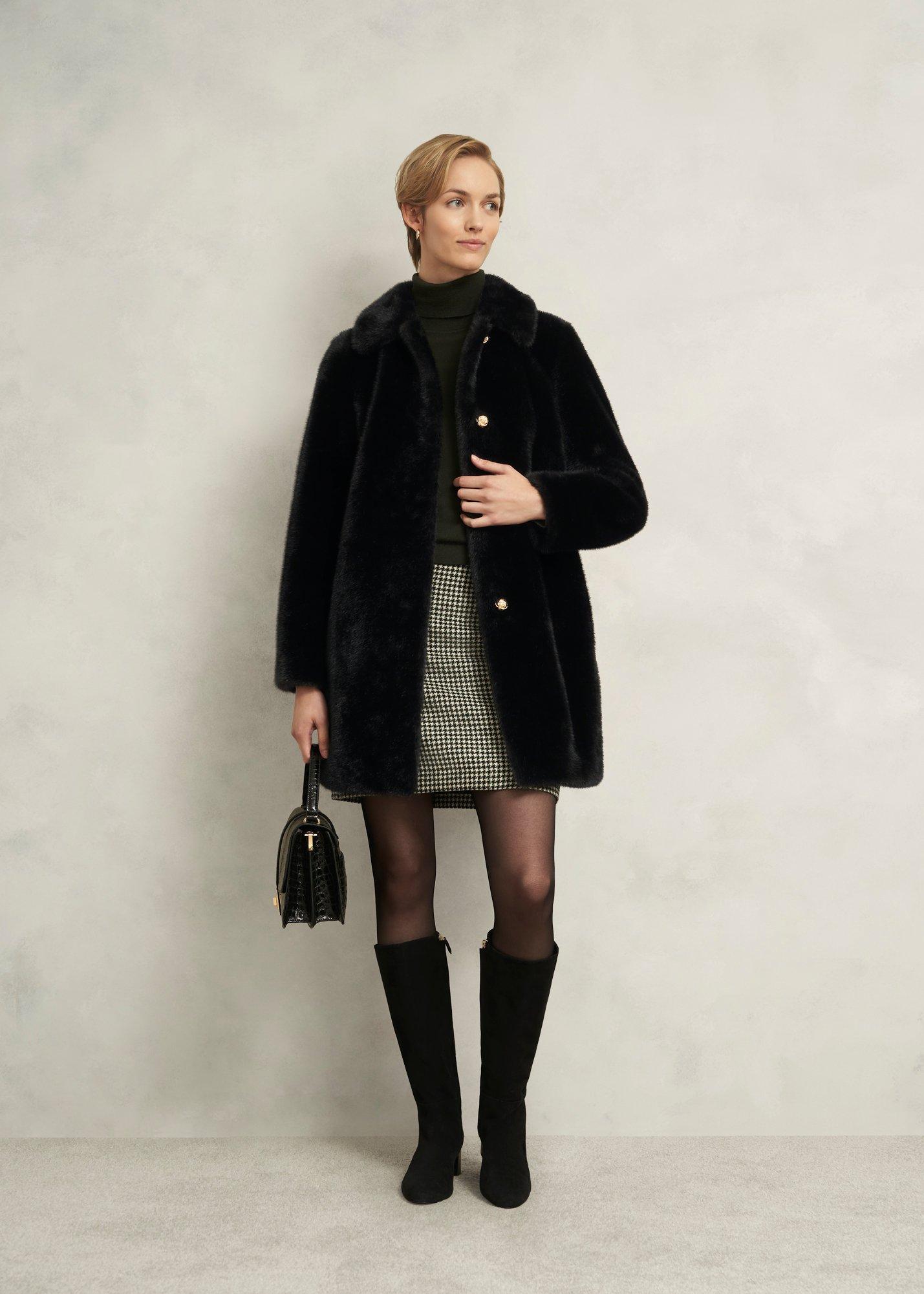 Rue Faux Fur Coat, Black, hi-res