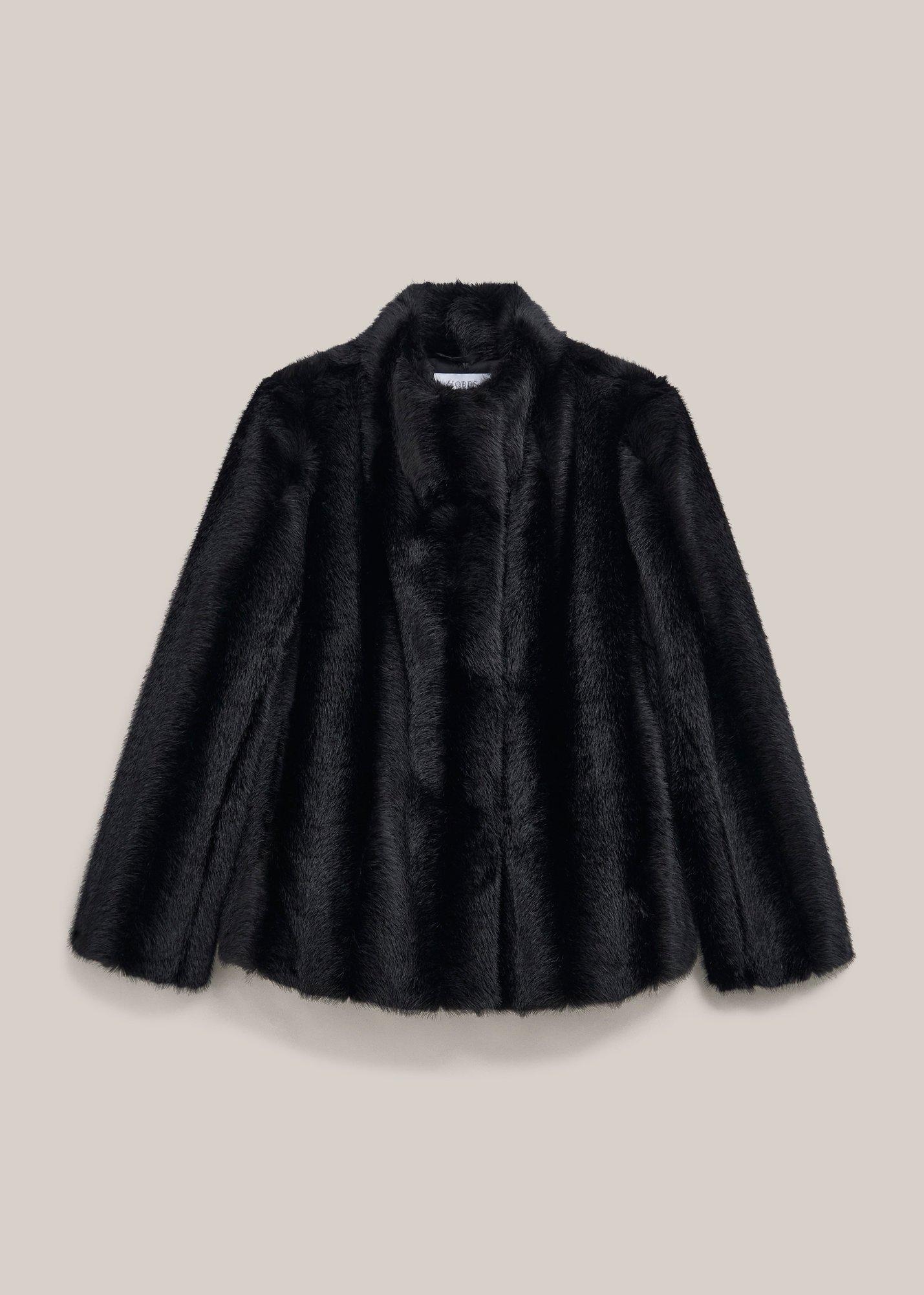 Misha Faux Fur Coat, Black, hi-res