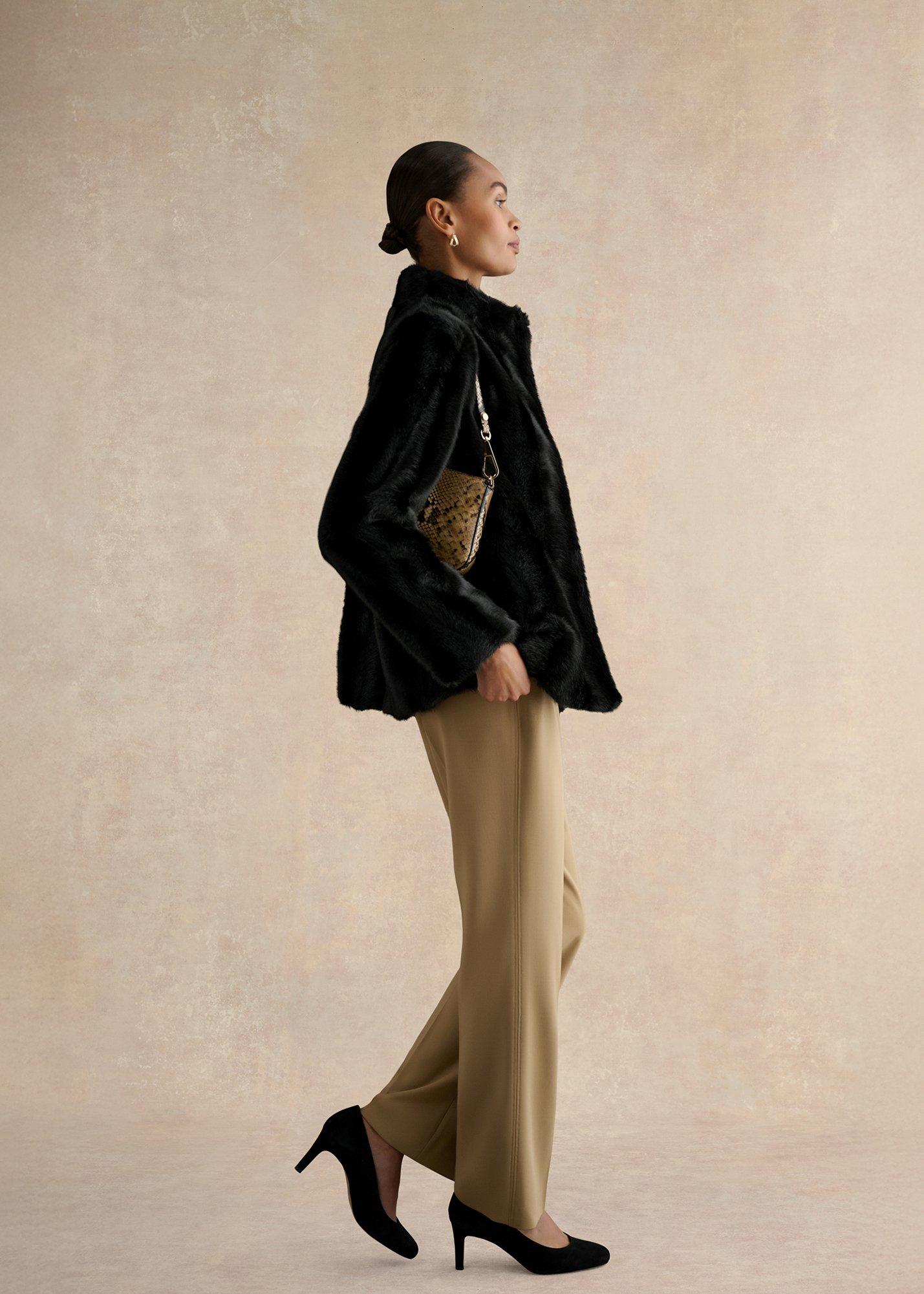 Misha Faux Fur Coat, Black, hi-res