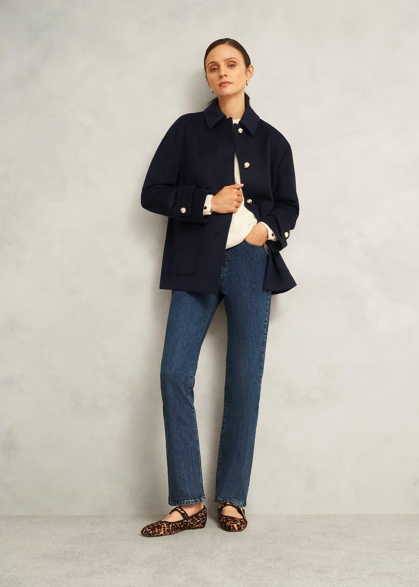 Erin Wool Blend Coat, Navy, hi-res