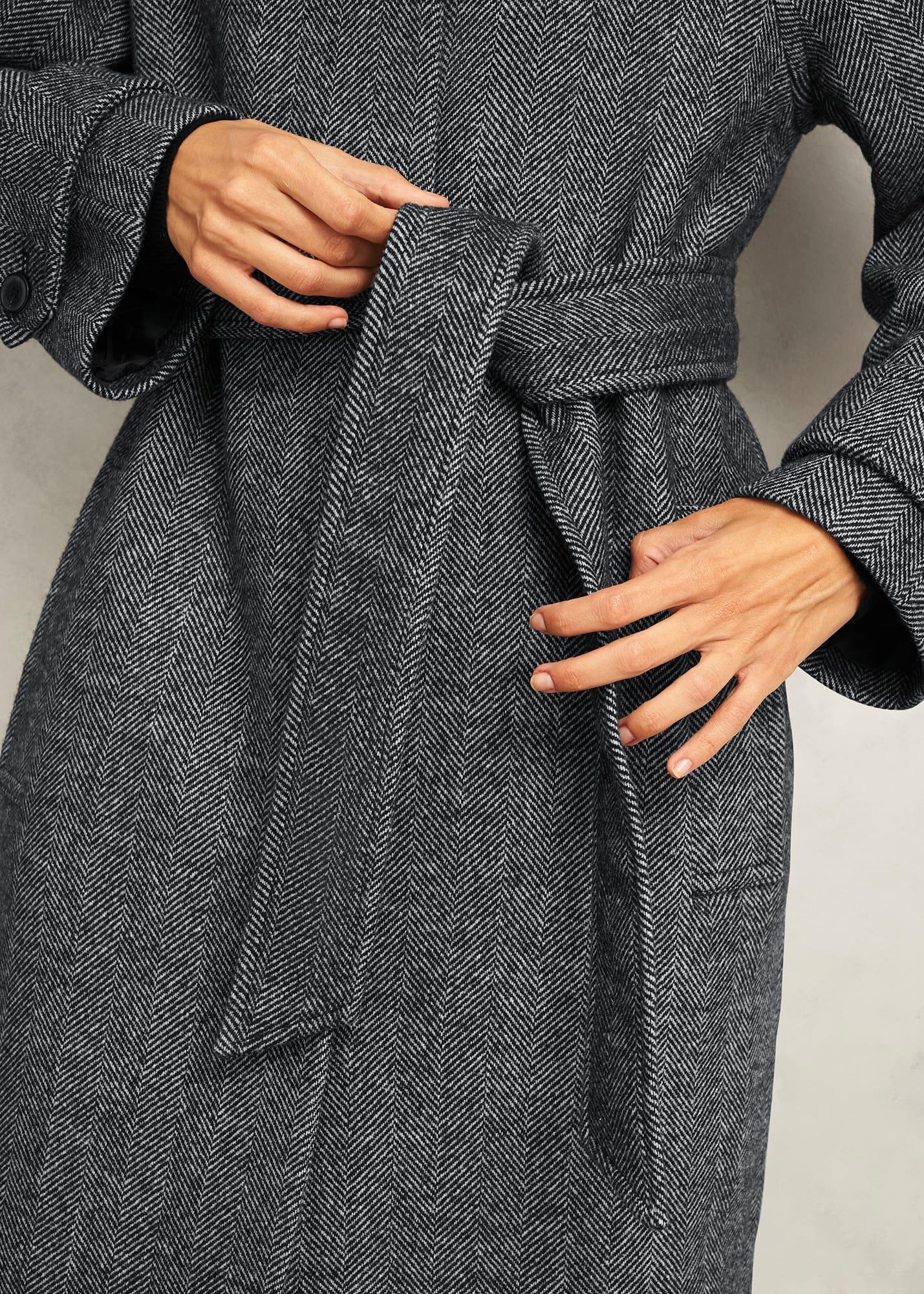 Talbot Wool Blend Coat, Black White, hi-res