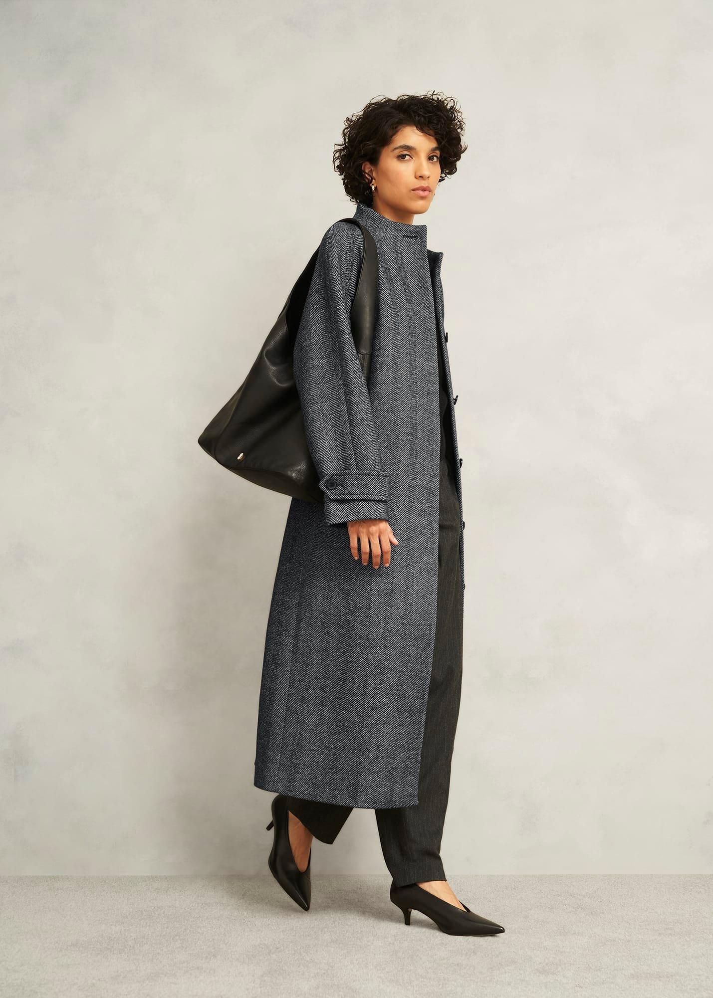 Talbot Wool Blend Coat, Black White, hi-res
