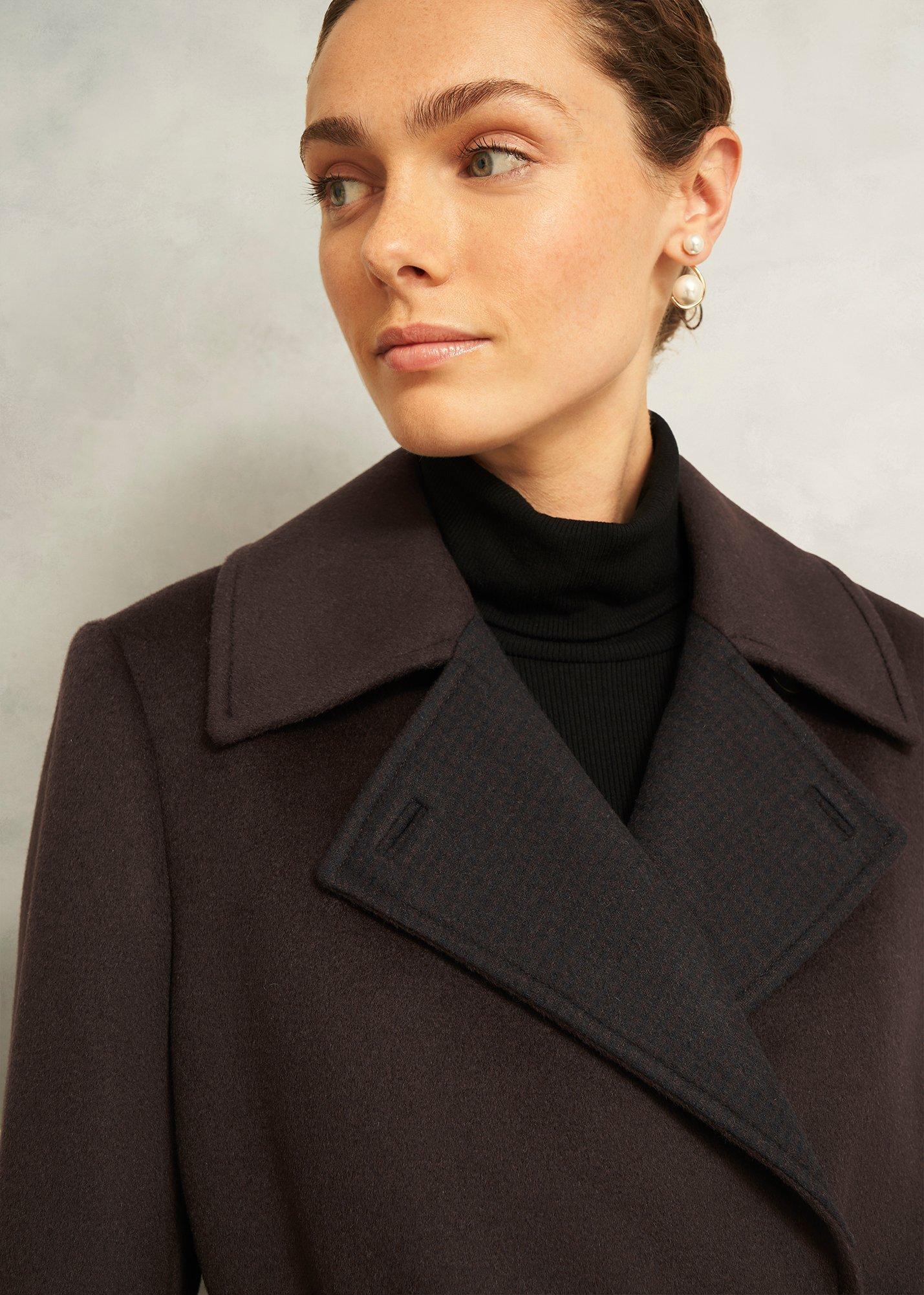 Edgely Wool Coat, Dark Brown, hi-res