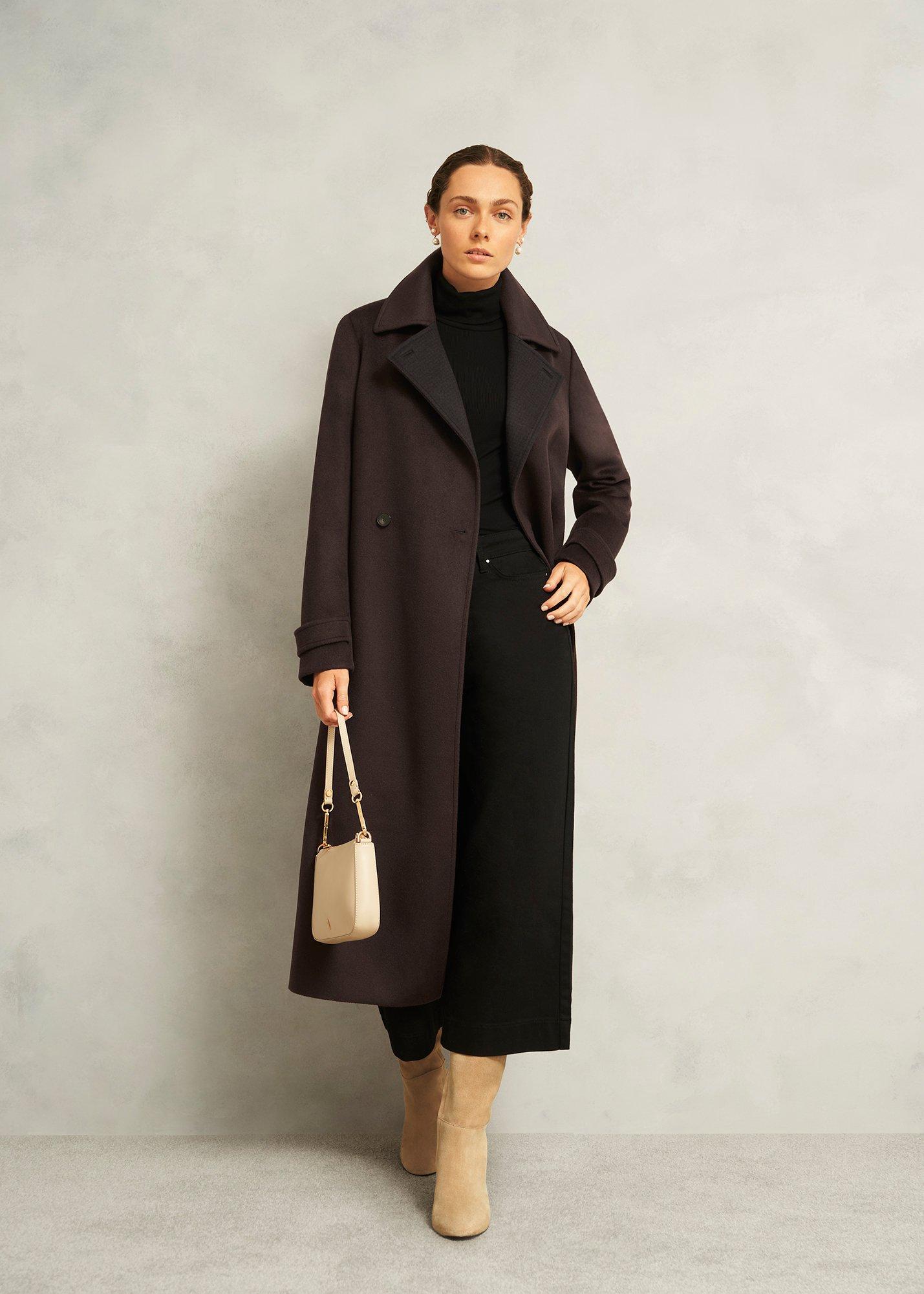 Edgely Wool Coat, Dark Brown, hi-res