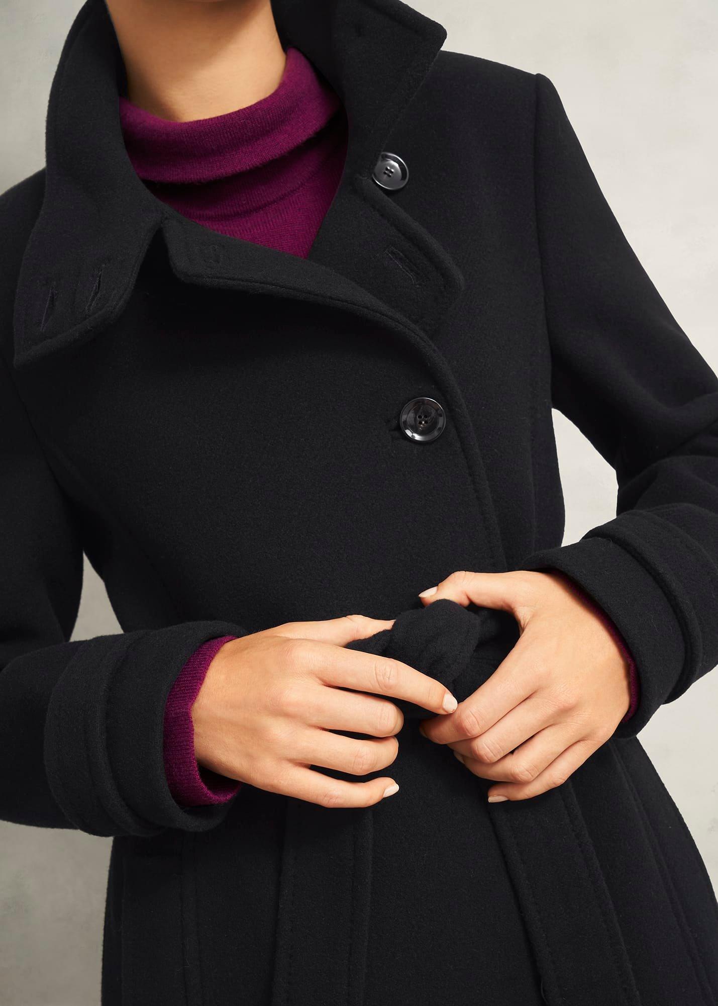 Deliliah Wool Blend Coat, Black, hi-res