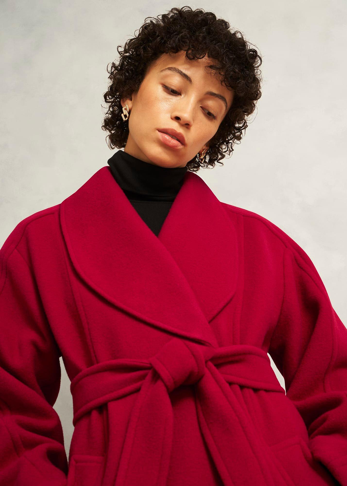 Lambeth Wool Blend Coat, Red, hi-res