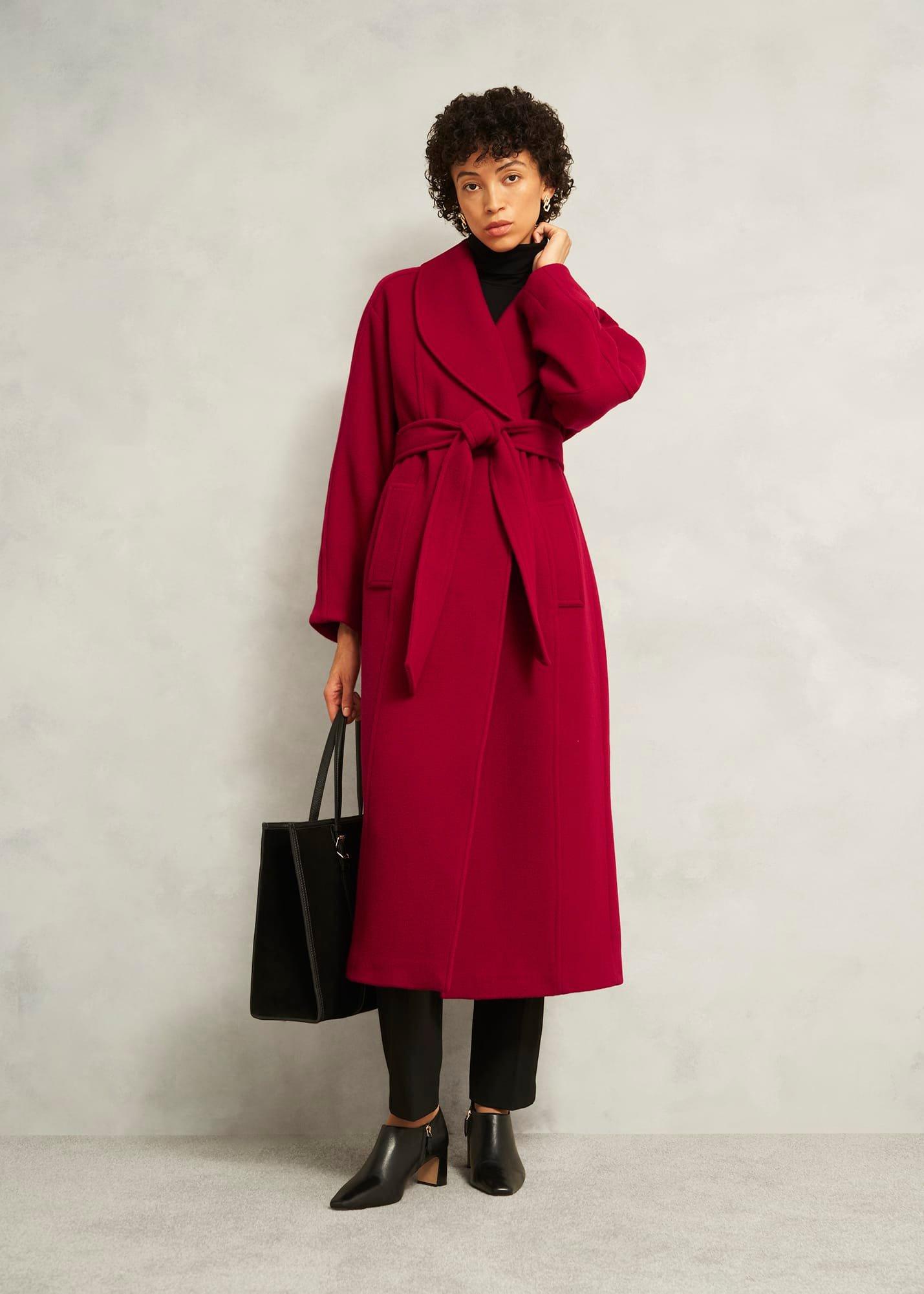 Lambeth Wool Blend Coat, Red, hi-res