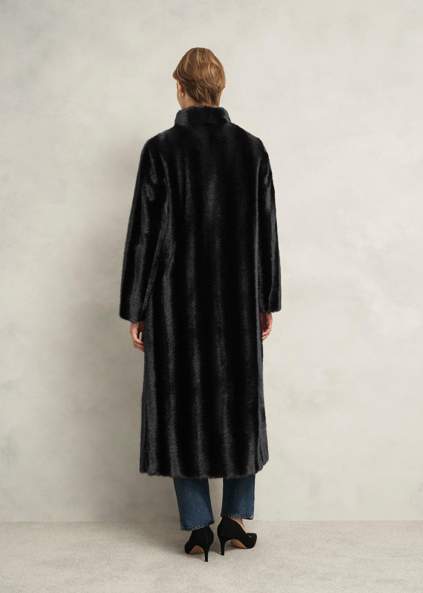 Misha Faux Fur Maxi Coat, Black, hi-res