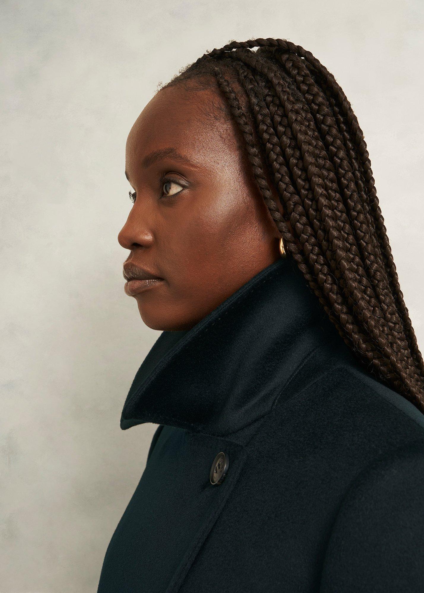 Livia Wool Coat, Dark Green, hi-res