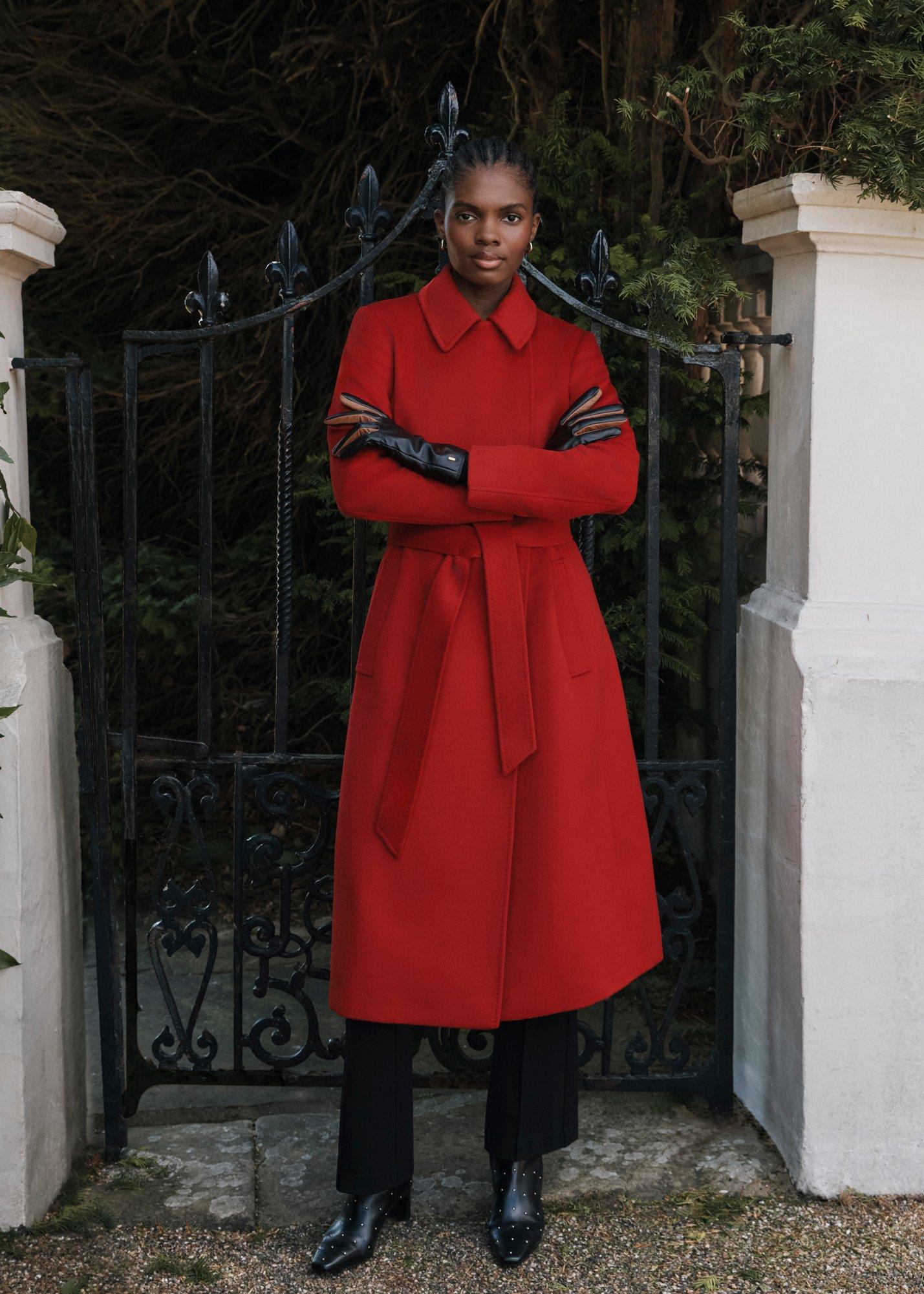 Livia Wool Coat, Red, hi-res