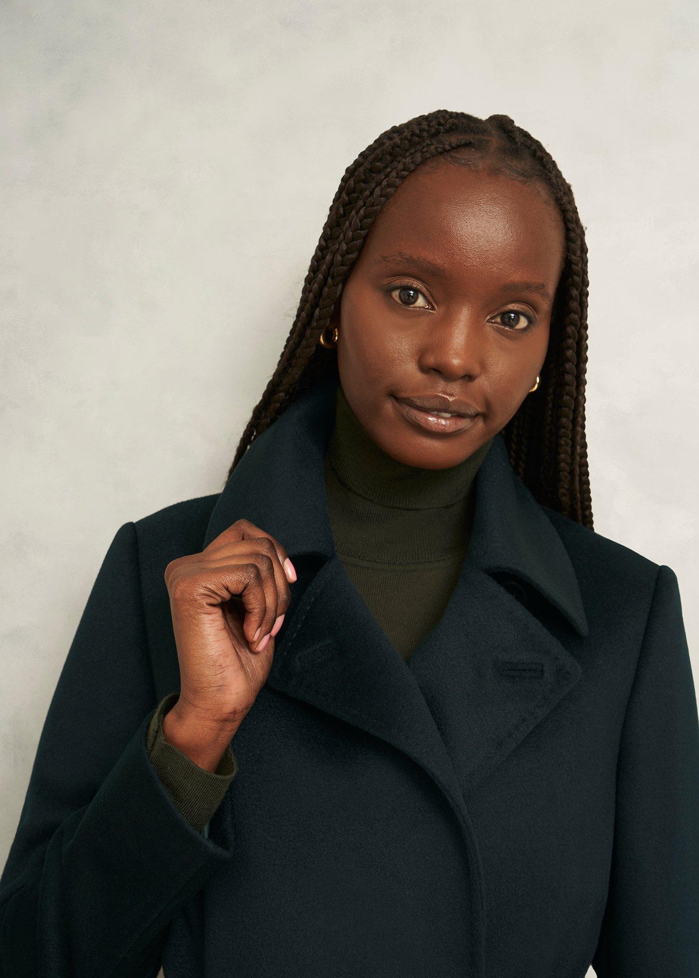 Petite Livia Wool Coat, Dark Green, hi-res