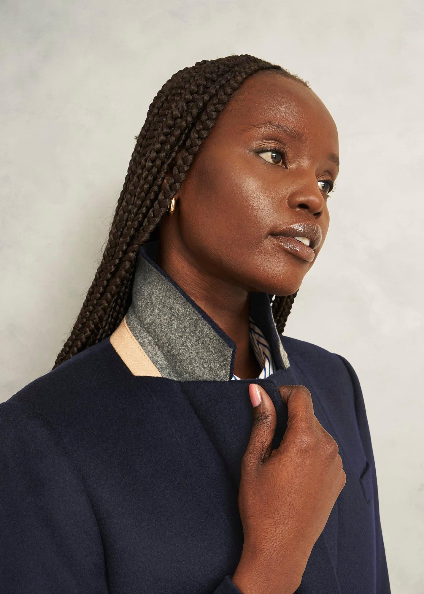 Cavendish Wool Coat, Navy, hi-res