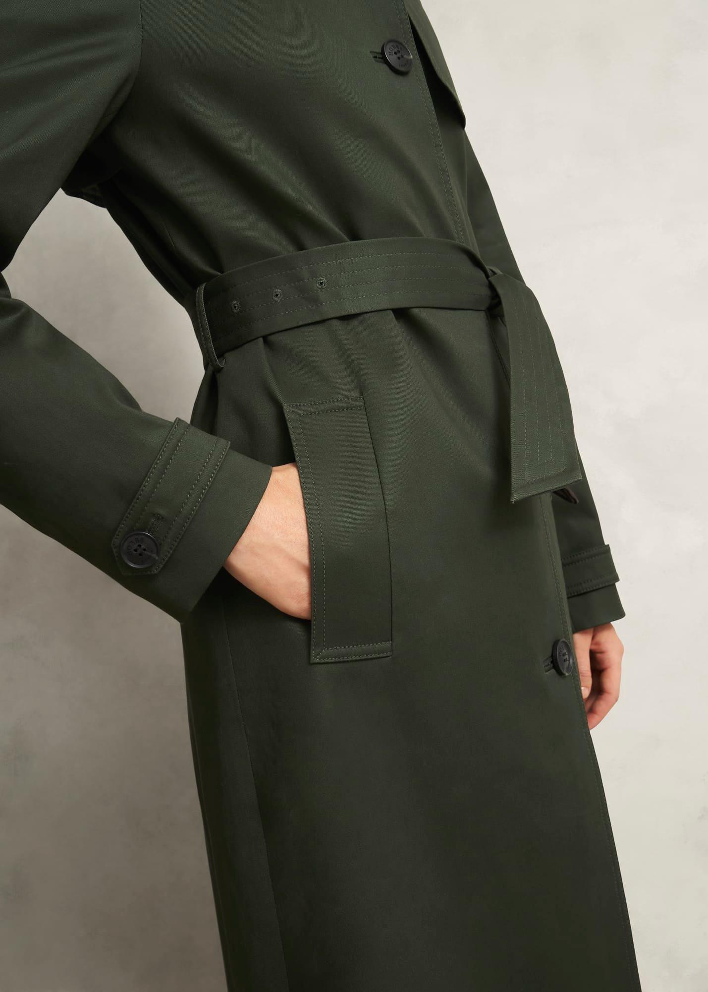 Hallie Shower Resistant Trench Coat, Woodland Green, hi-res